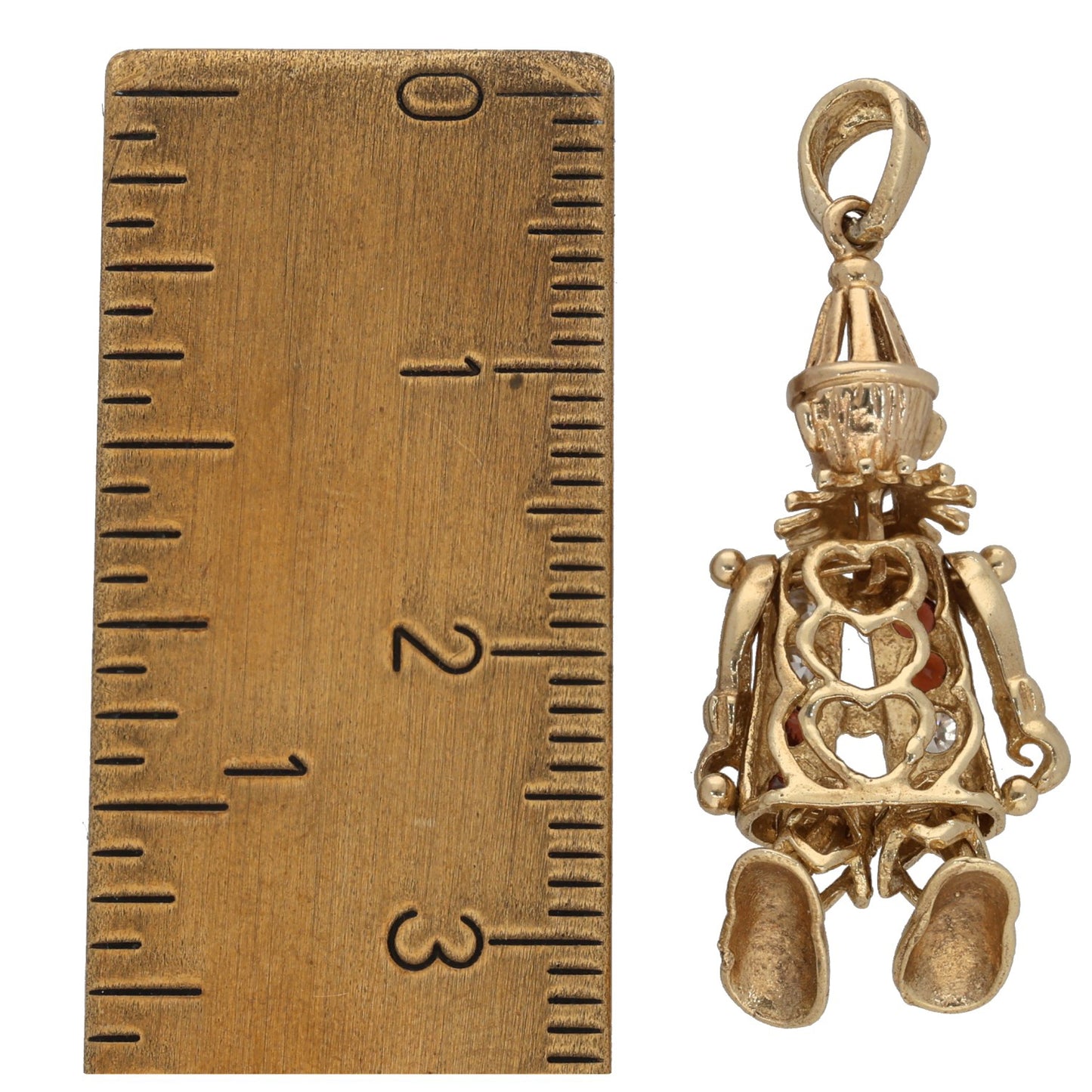 9ct Gold Garnet & Cubic Zirconia Clown Pendant