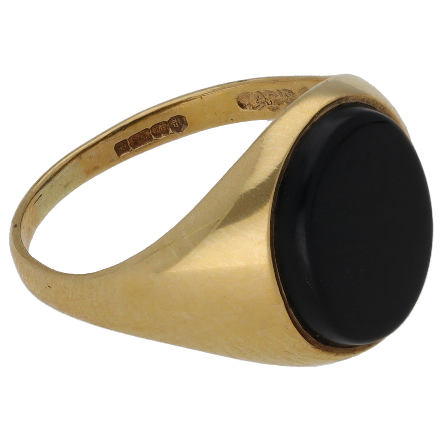 9ct Gold Onyx Plain Single Stone Signet Ring Size L