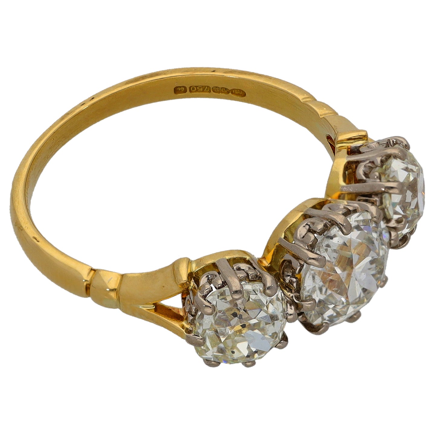 18ct Gold 0.62ct Diamond Trilogy Ring Size N
