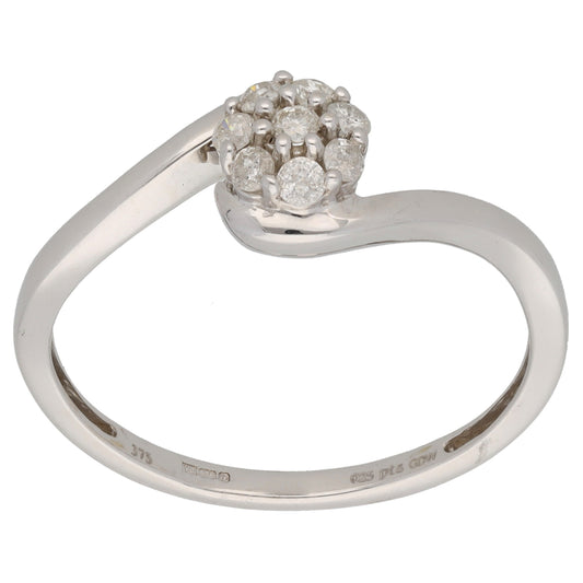 9ct White Gold 0.25ct Diamond Dress/Cocktail Ring Size V
