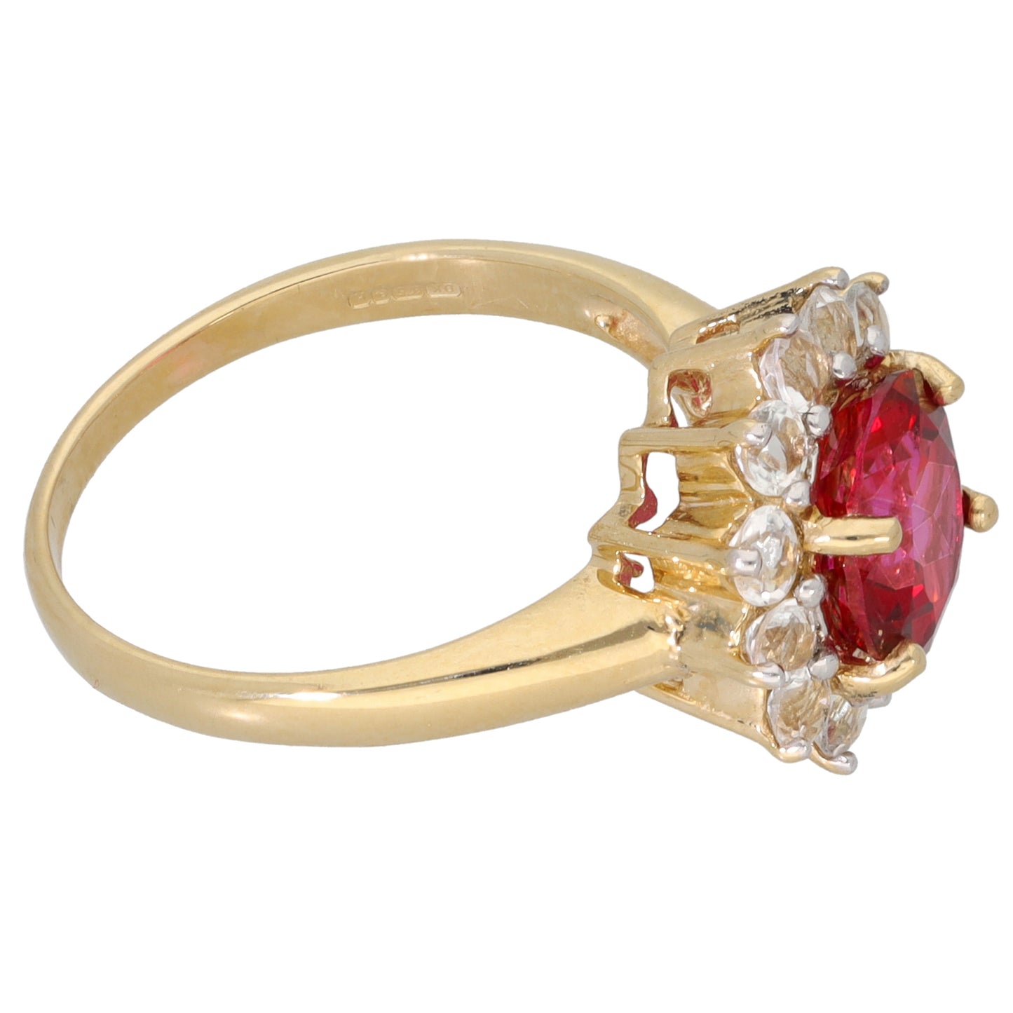 9ct Gold Coated Topaz & White Topaz Cluster Ring Size N