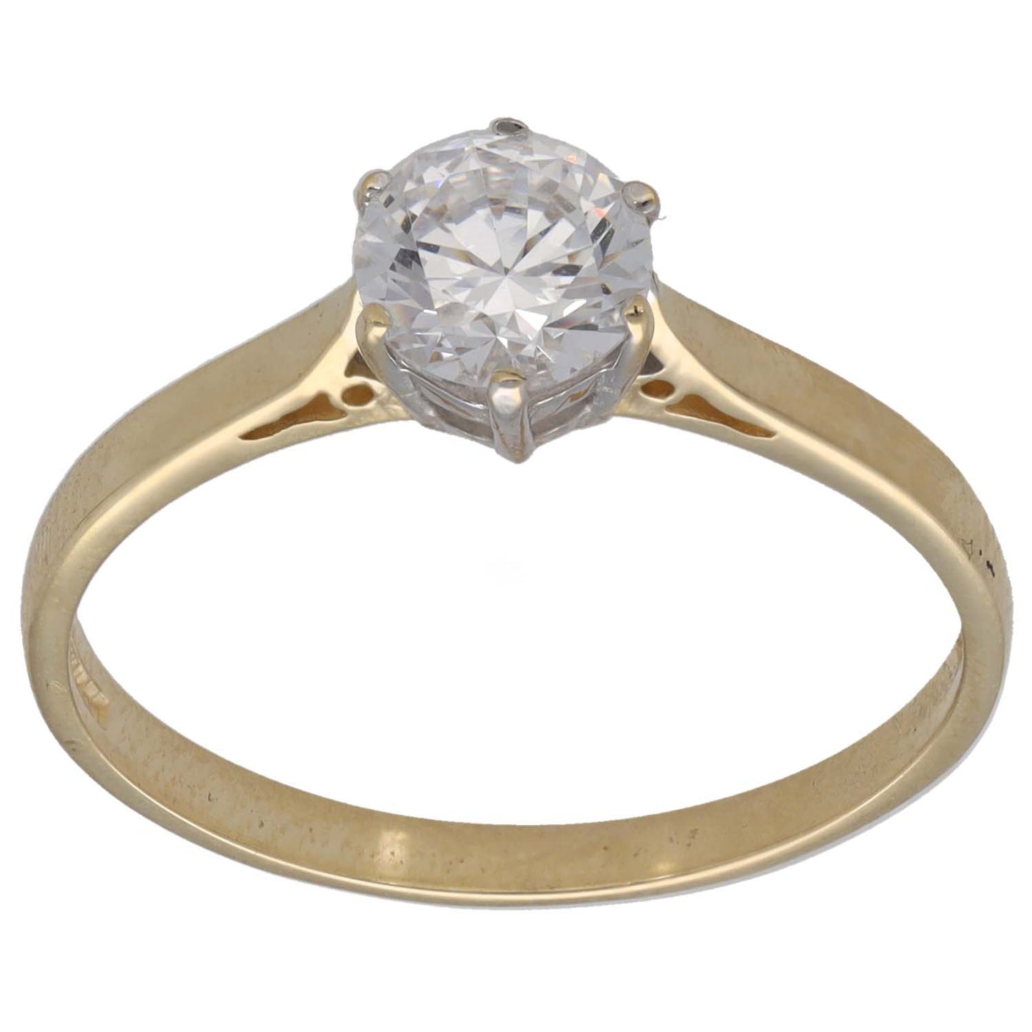 14ct Gold Cubic Zirconia Single Stone Ring Size U