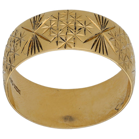 9ct Gold Patterned Wedding Ring Size O