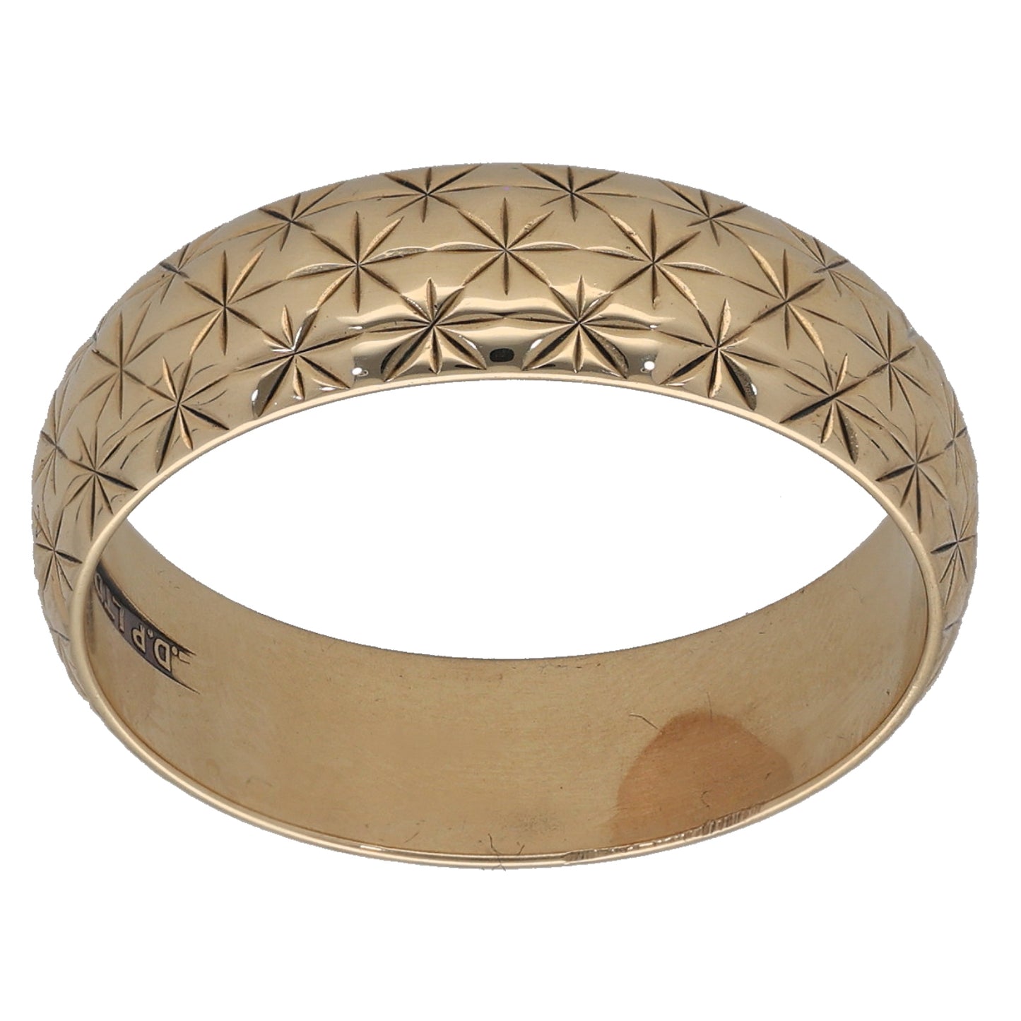 9ct Gold Patterned Wedding Ring Size Q