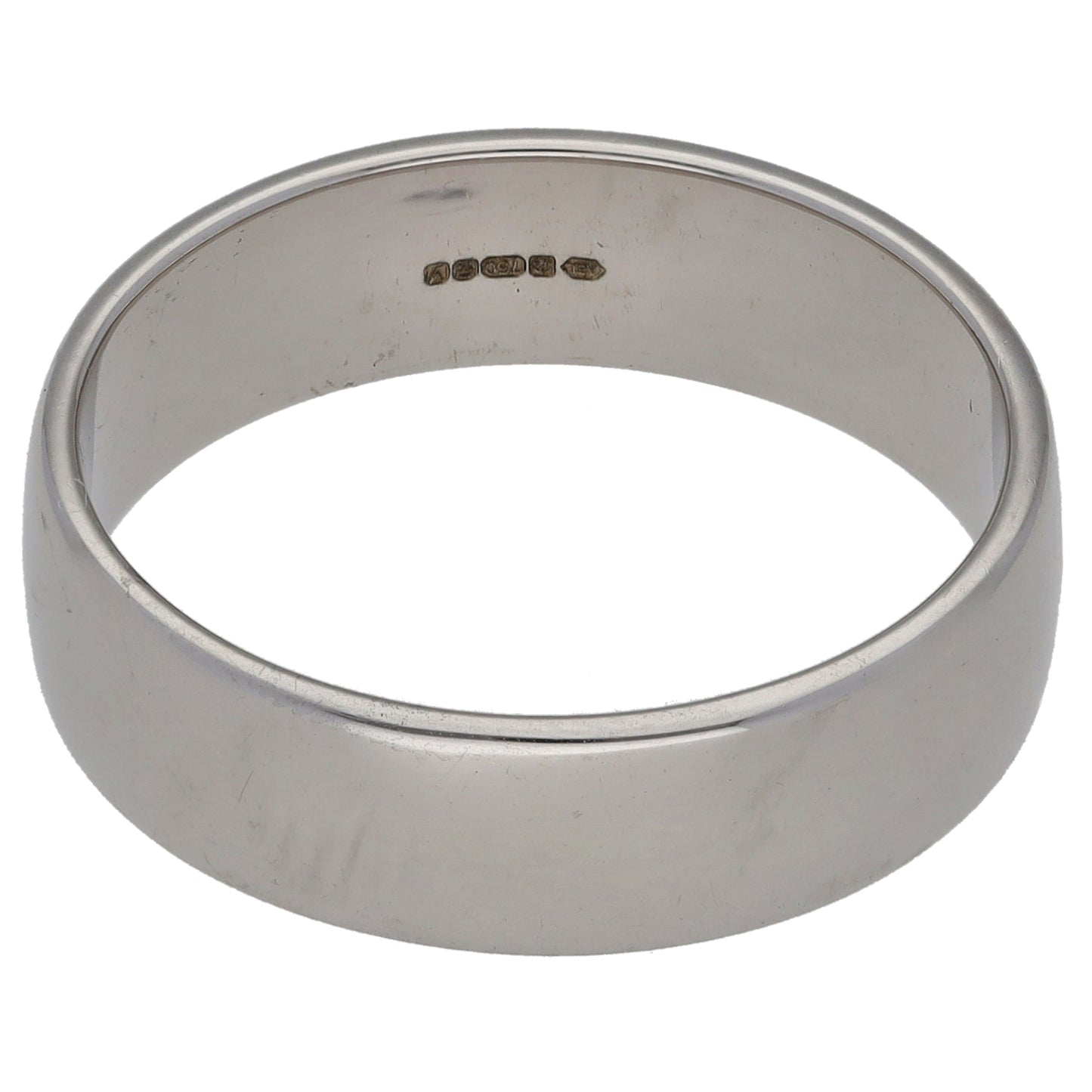 18ct White Gold Plain Wedding Ring Size S