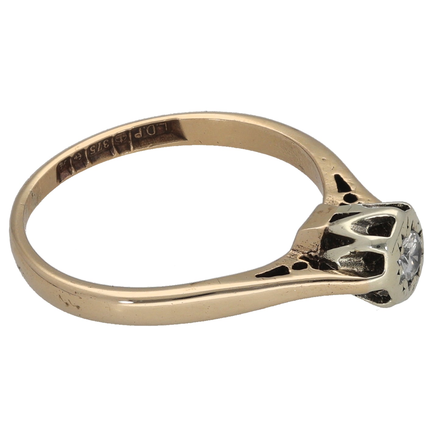 9ct Gold 0.10ct Diamond Solitaire Ring Size K