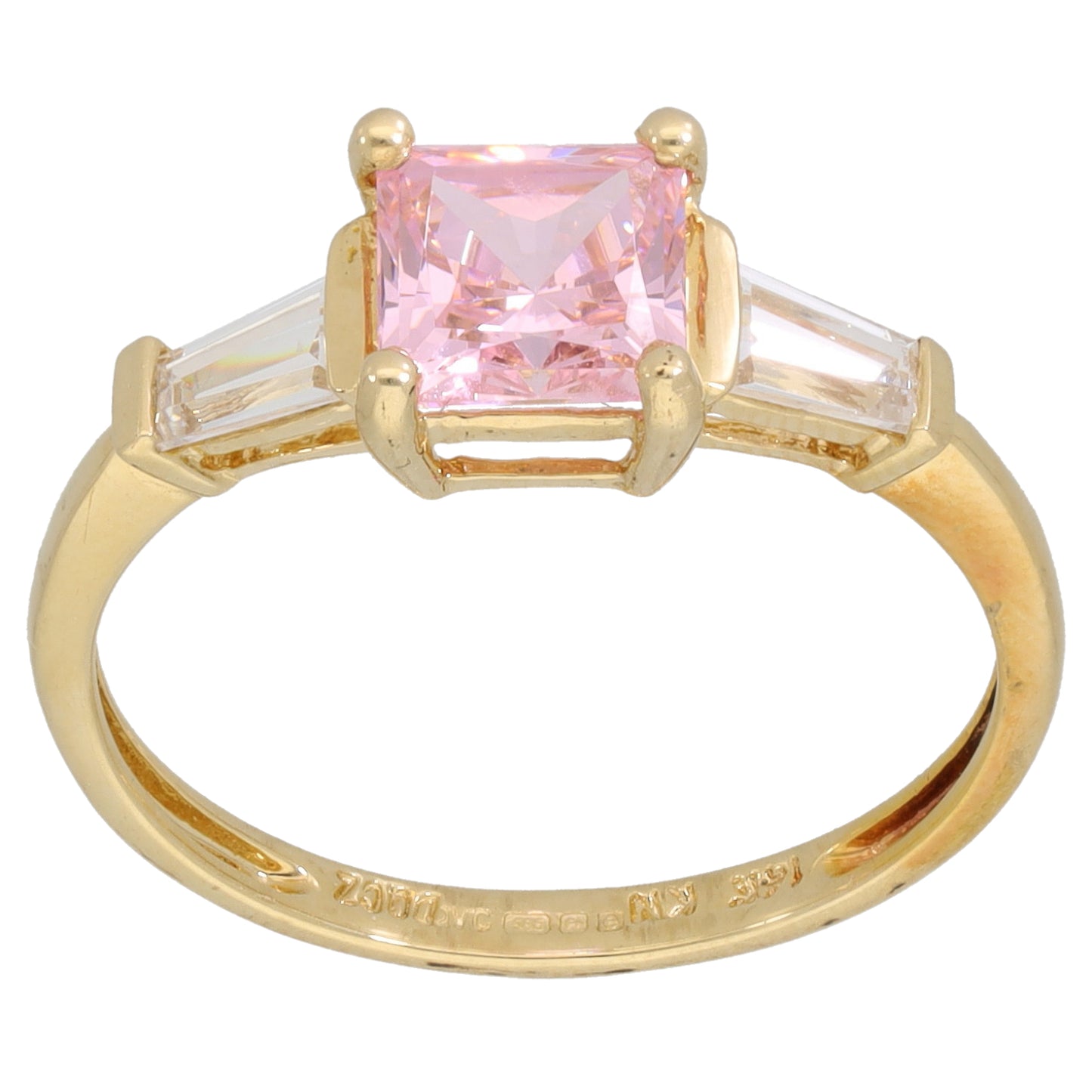 14ct Gold Cubic Zirconia Trilogy Ring Size P