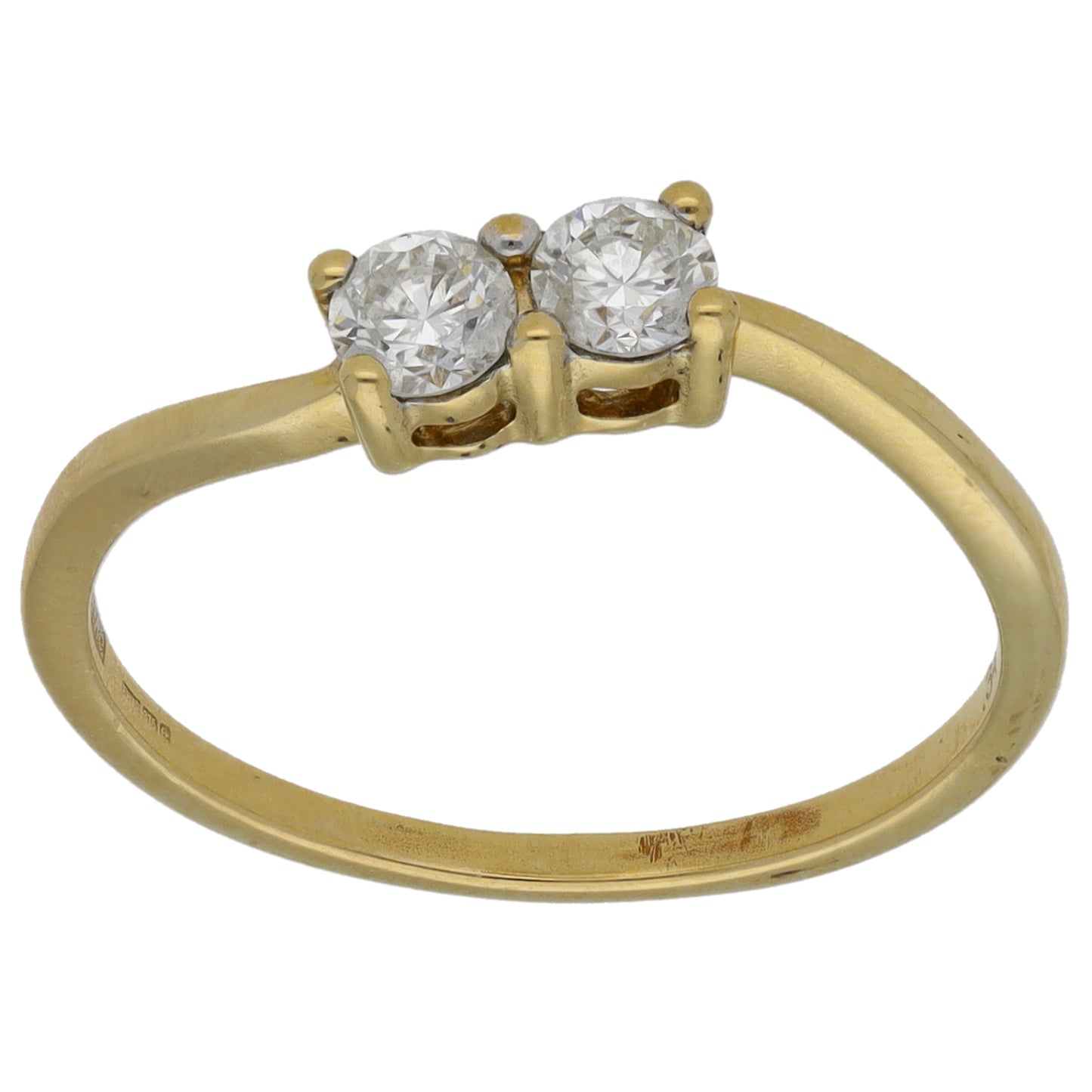 9ct Gold 0.34ct Diamond Two Stone Ring Size M