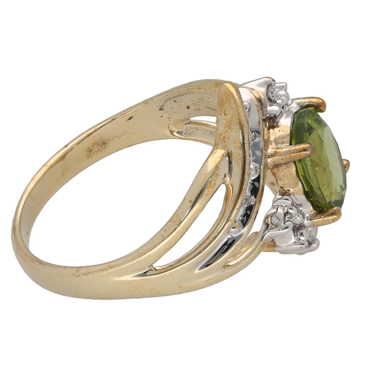 9ct Gold 0.04ct Diamond & Peridot Dress/Cocktail Ring Size N