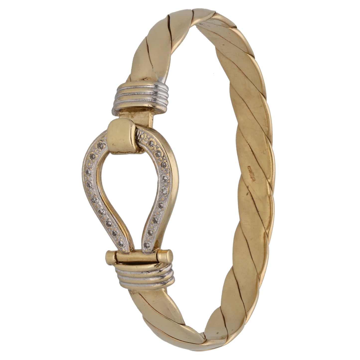 9ct Gold 0.18ct Diamond Hinged/Clasp Bangle