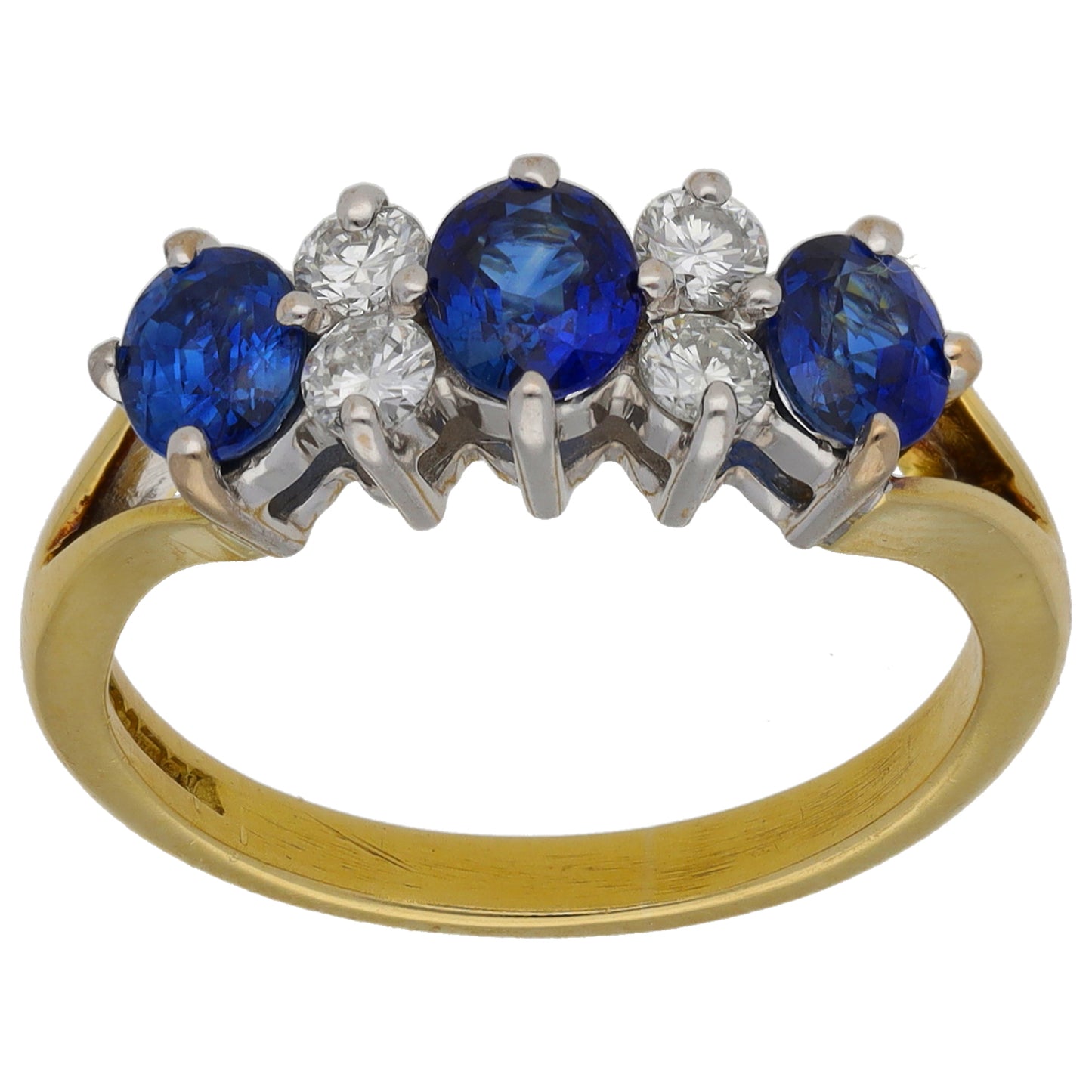 18ct Gold 0.28ct Diamond & Sapphire Half Eternity Ring Size L