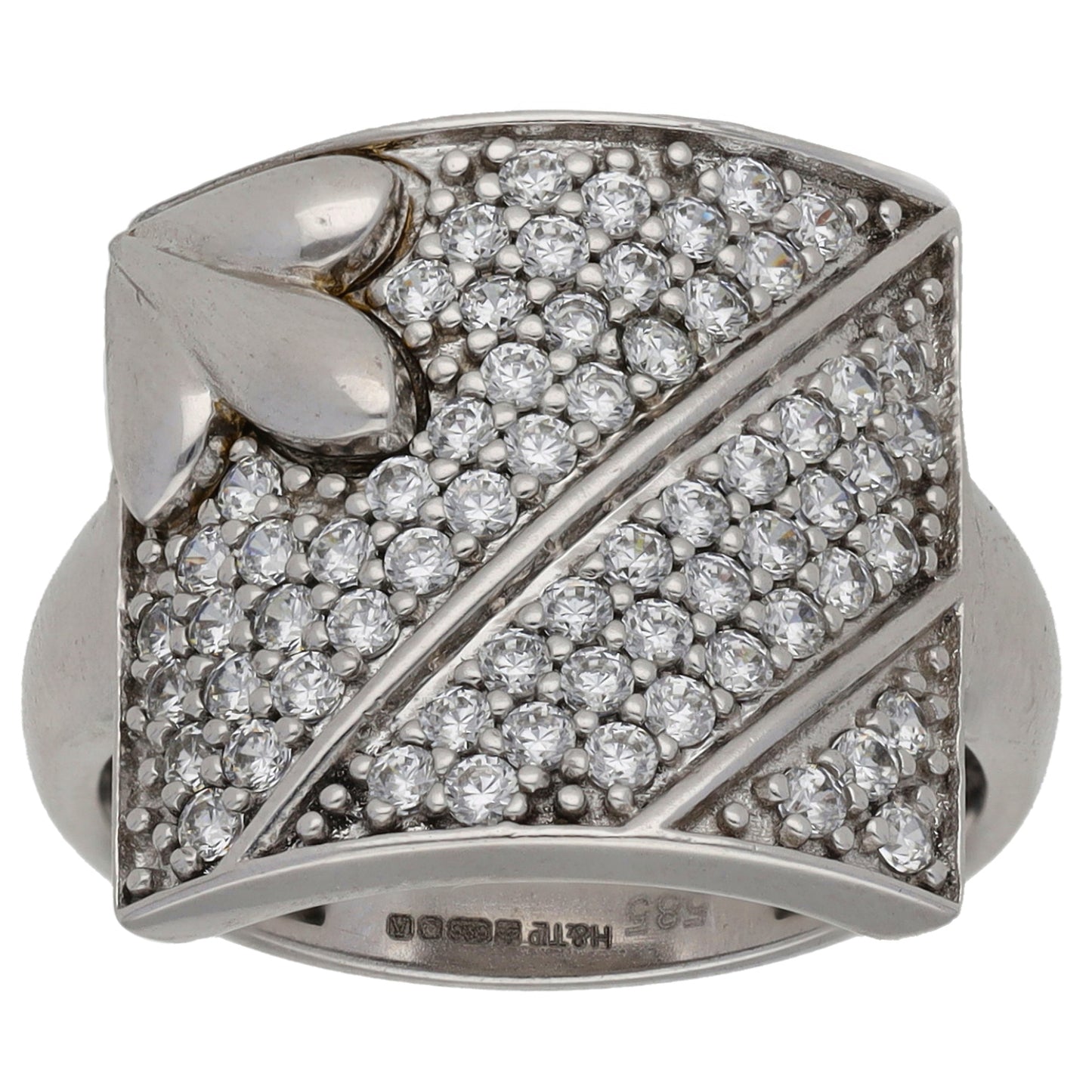 14ct White Gold Cubic Zirconia Dress/Cocktail Ring Size P