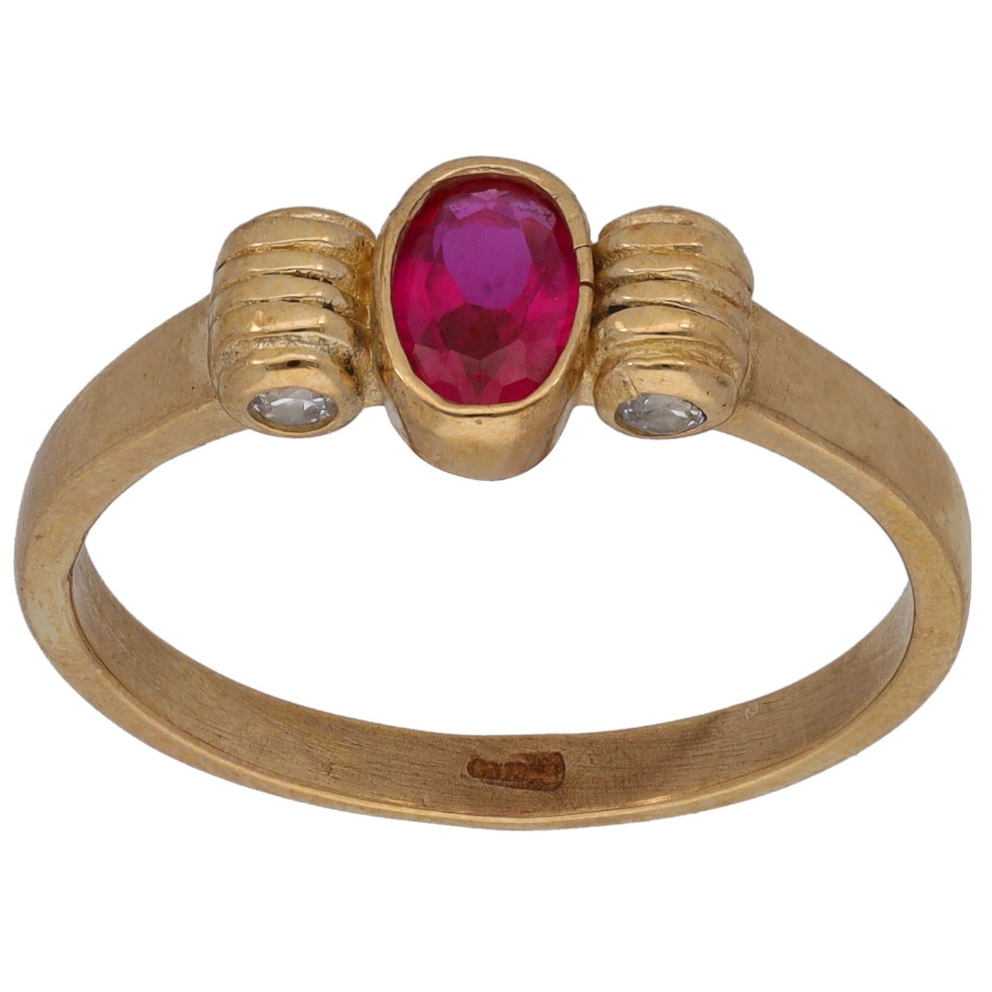 9ct Gold Man Made Ruby Dress/Cocktail Ring Size R