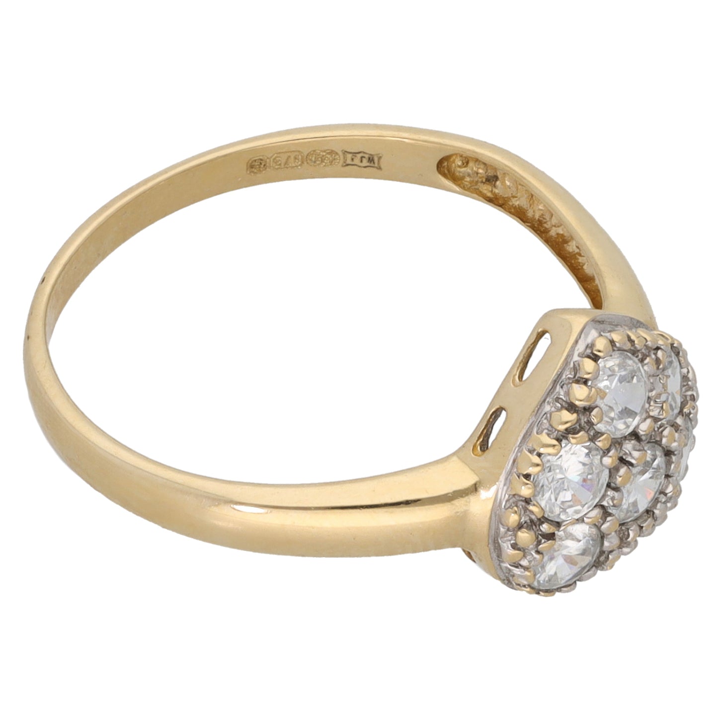 9ct Gold Cubic Zirconia Dress/Cocktail Ring Size O