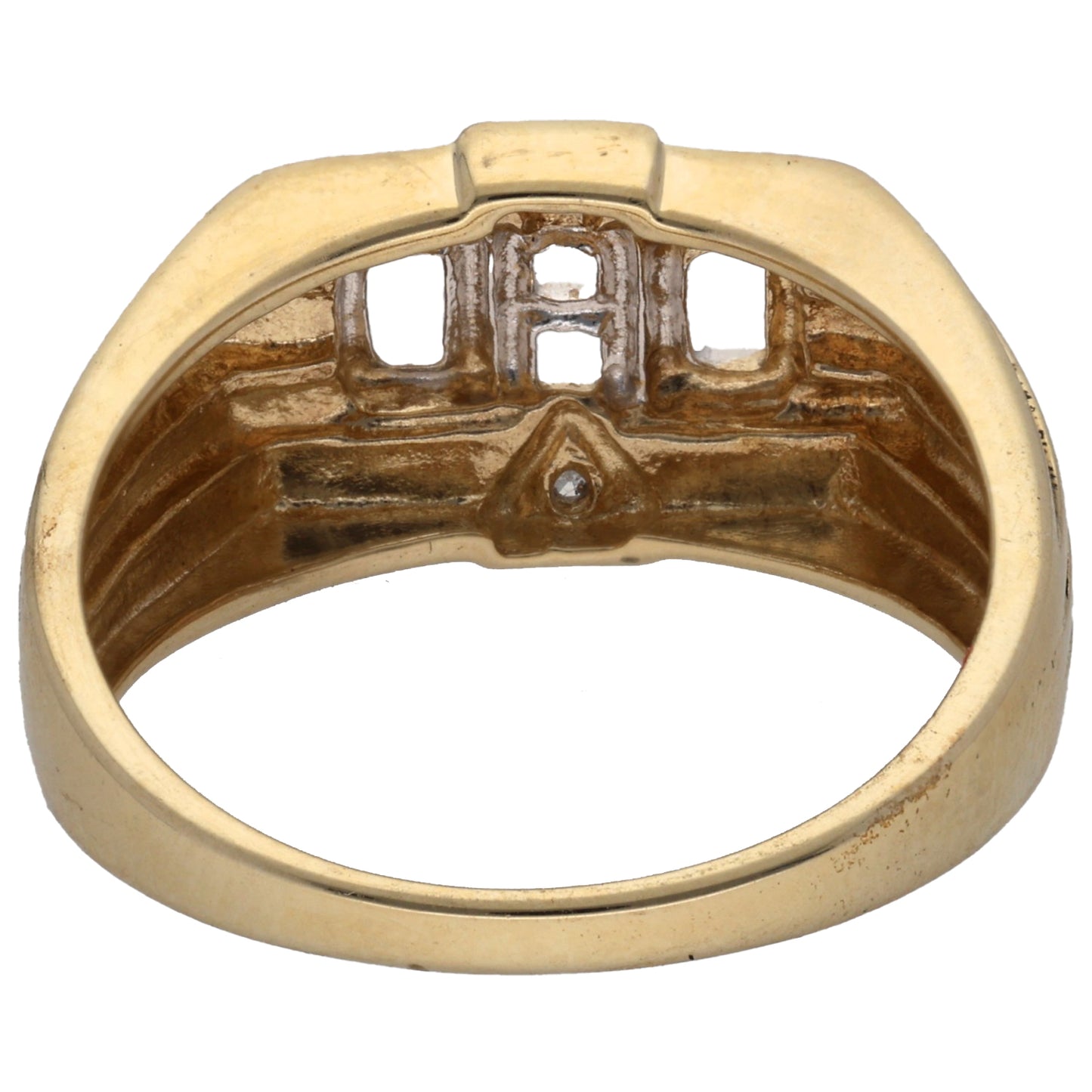 9ct Gold 0.01ct Diamond Dad Ring Size S