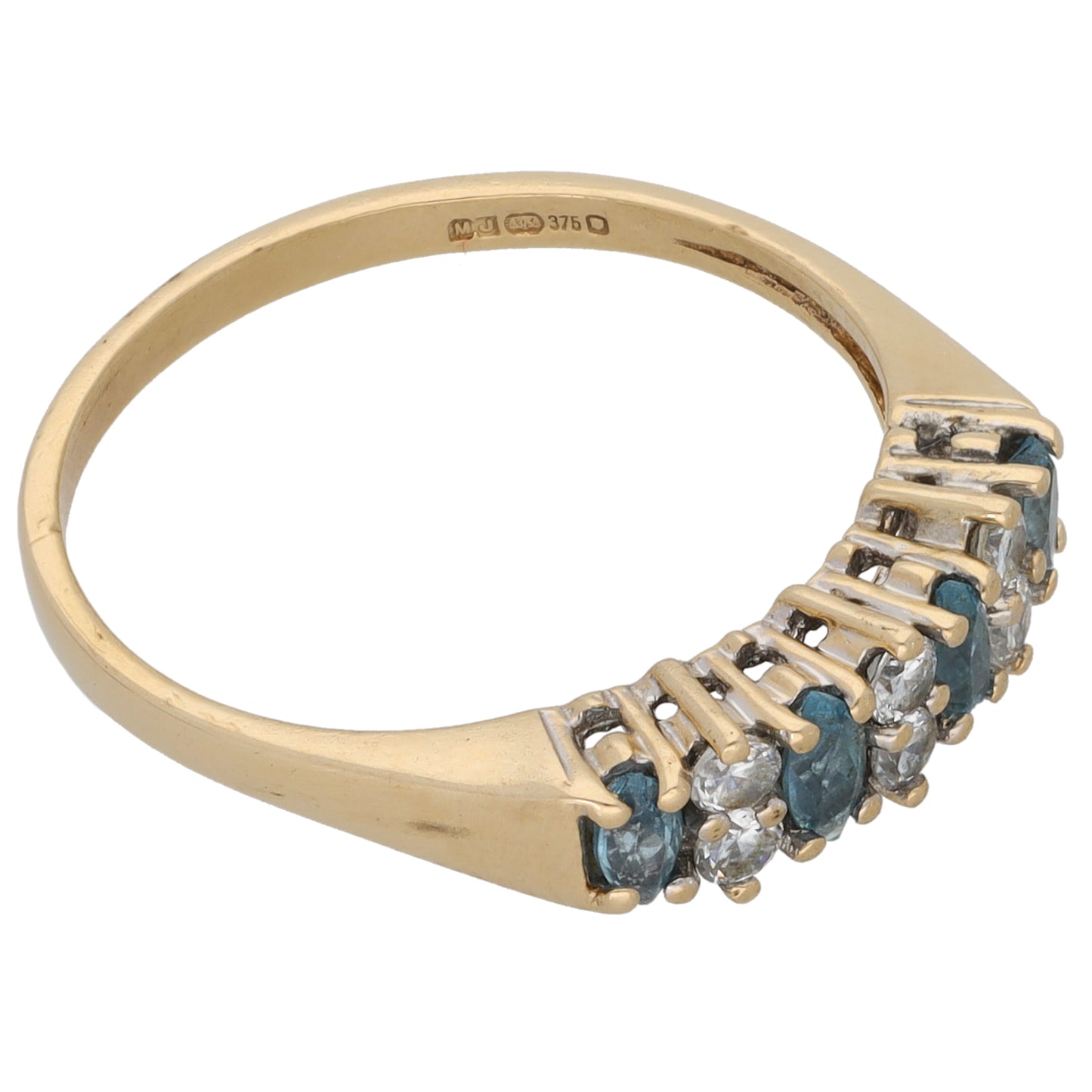 9ct Gold Topaz & Cubic Zirconia Half Eternity Ring Size N