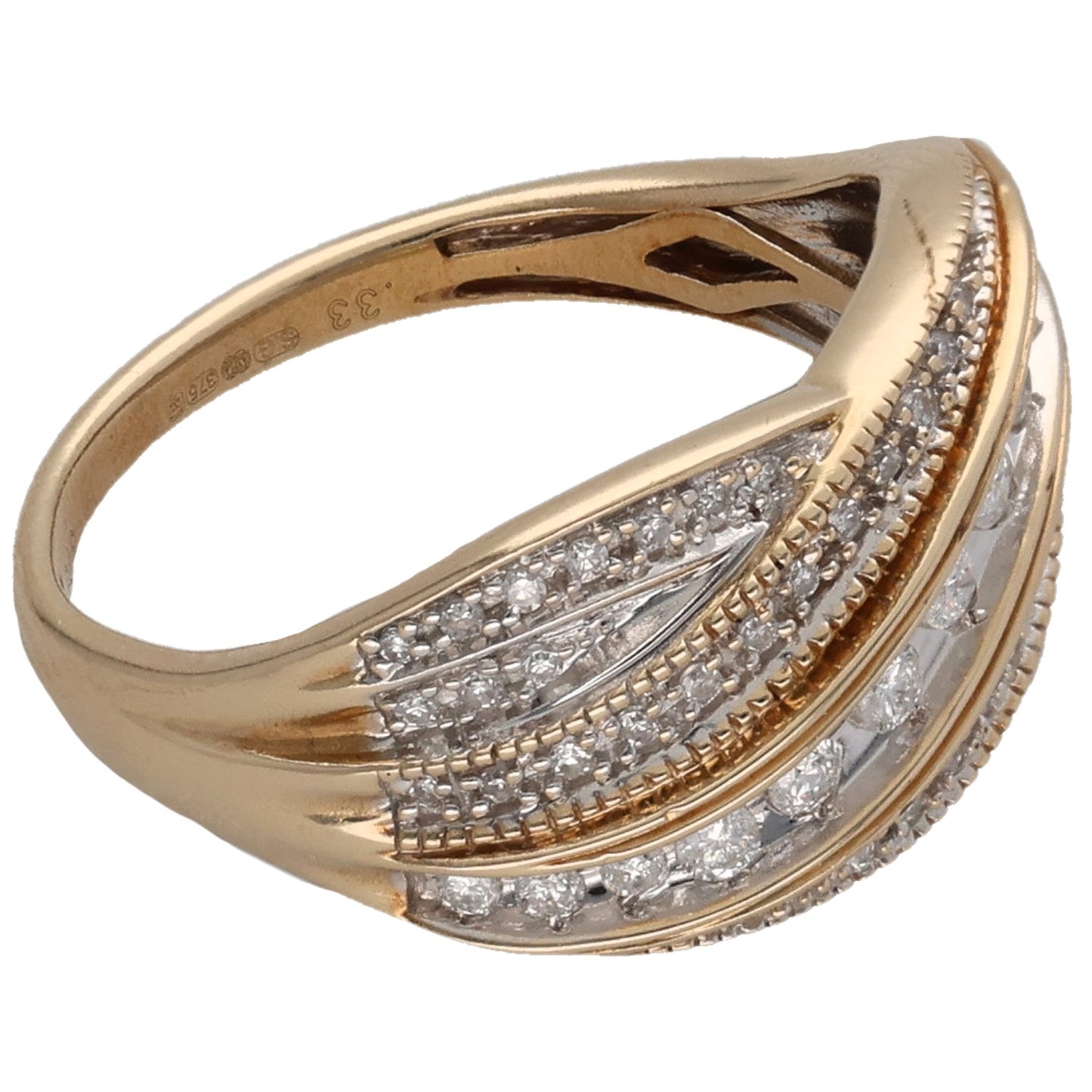 9ct Gold 0.43ct Diamond Dress/Cocktail Ring Size M