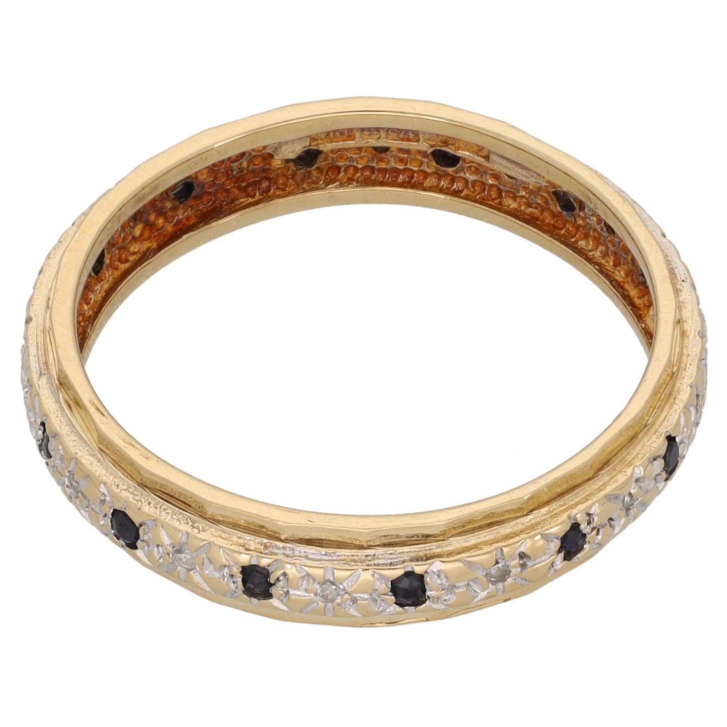 9ct Gold Sapphire & 0.07ct Diamond Eternity Ring Size T