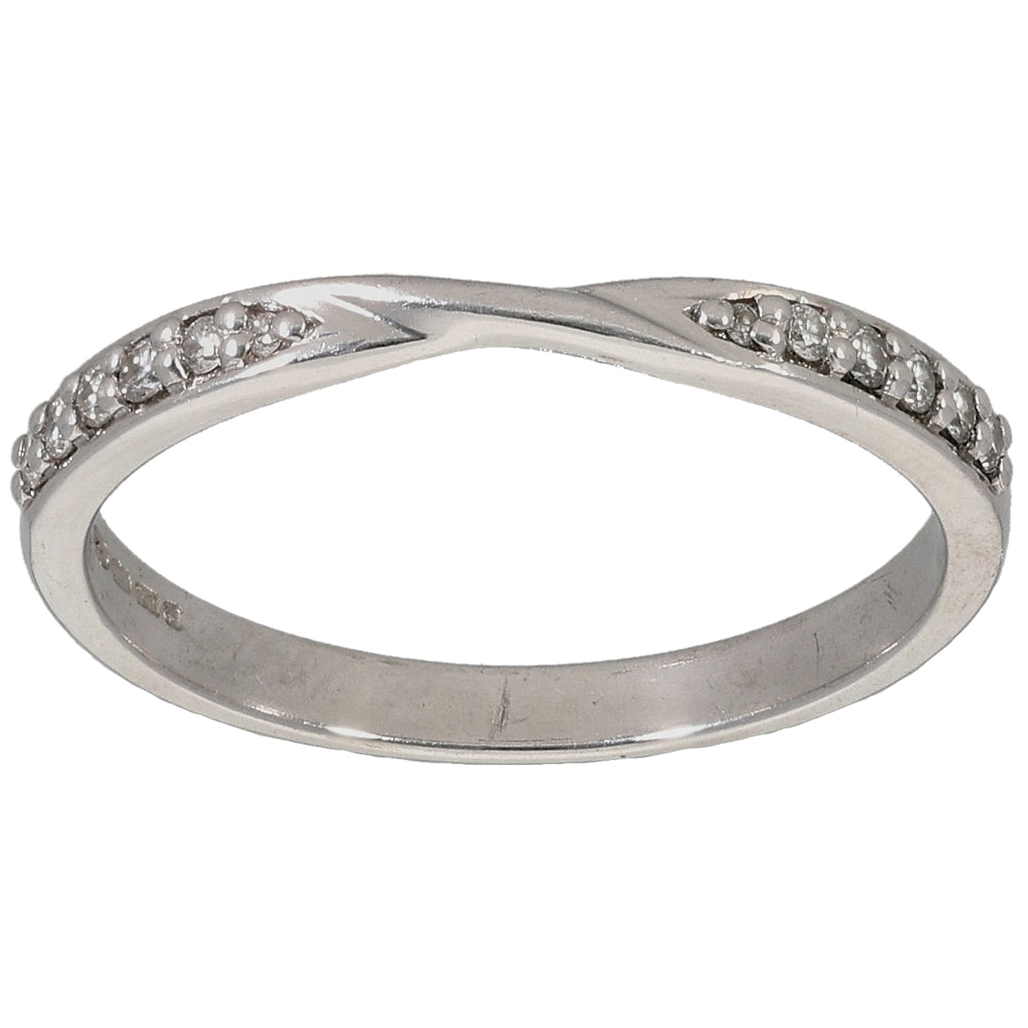 18ct White Gold 0.11ctDiamond Half Eternity Ring Size Q