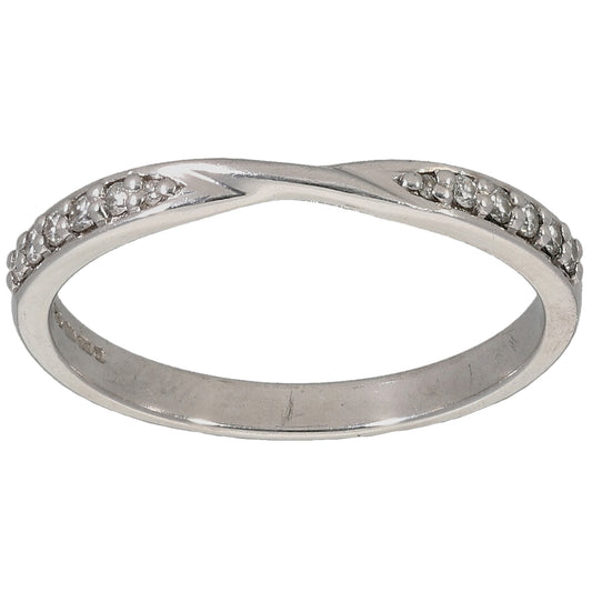 18ct White Gold 0.11ctDiamond Half Eternity Ring Size Q