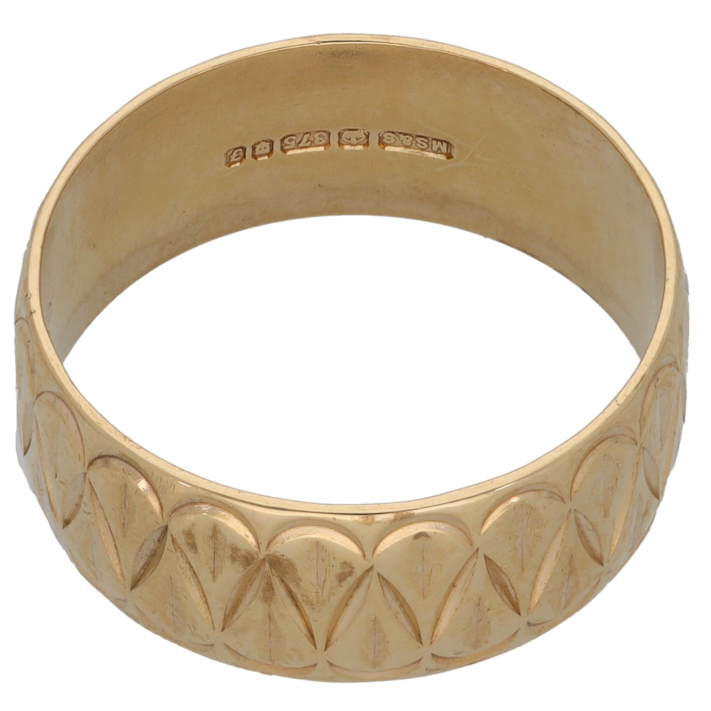 9ct Gold Patterned Wedding Ring Size U