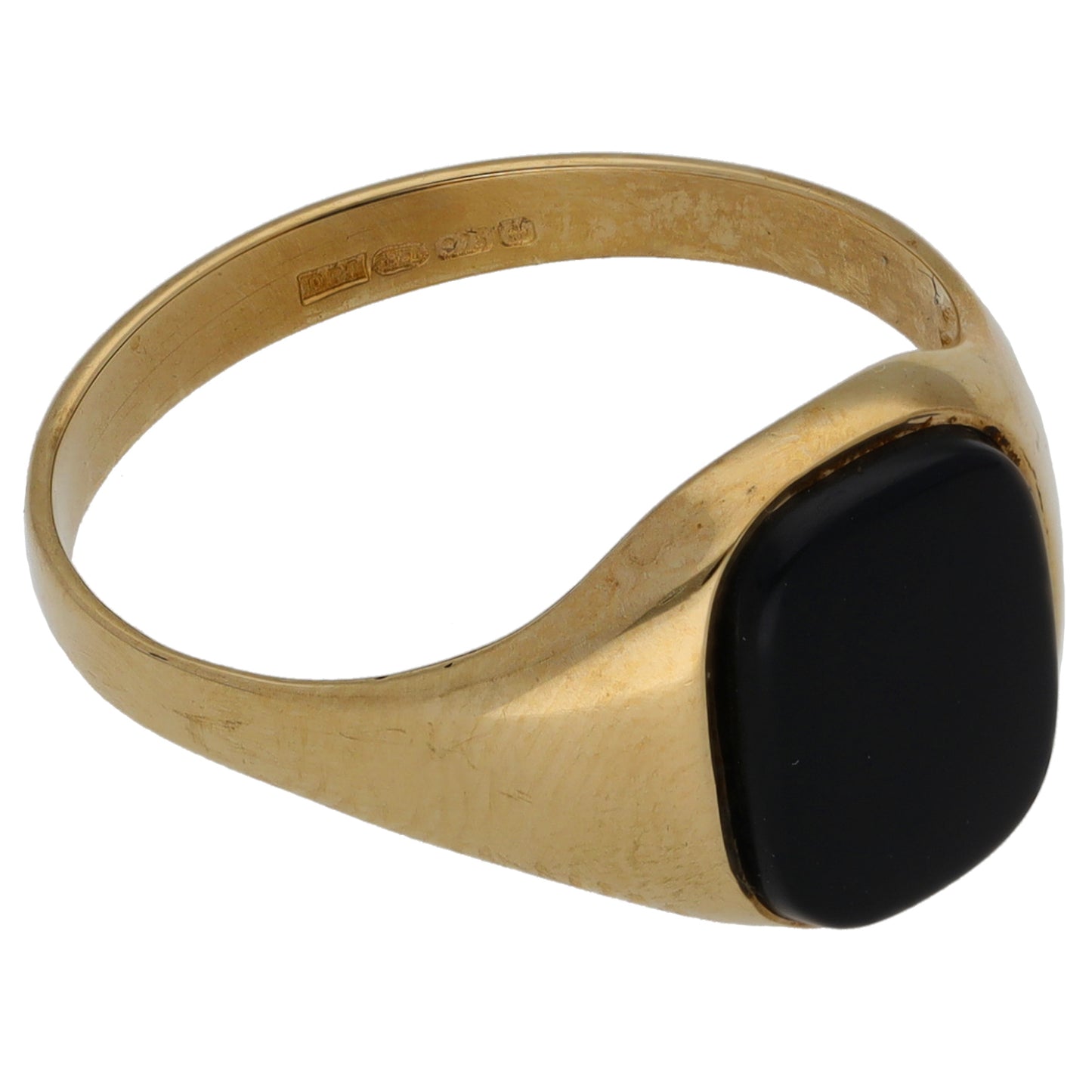 9ct Gold Onyx Plain Single Stone Signet Ring Size O