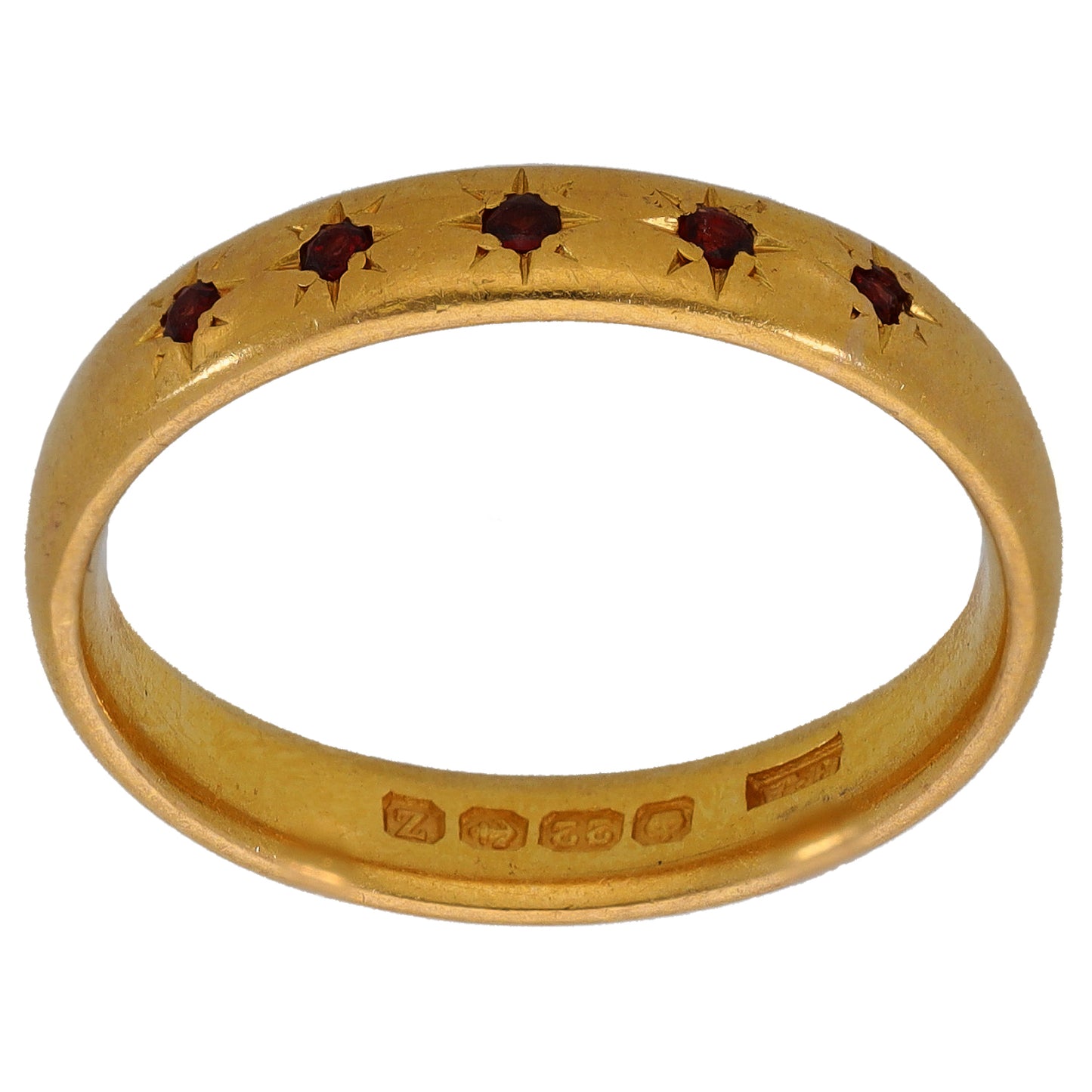 22ct Gold Garnet Half Eternity Ring Size P