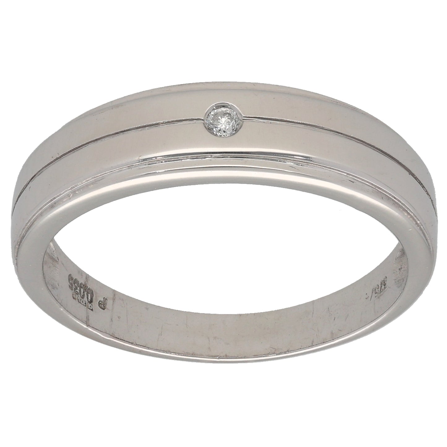 9ct White Gold 0.03ct Diamond Alternative Ring Size V