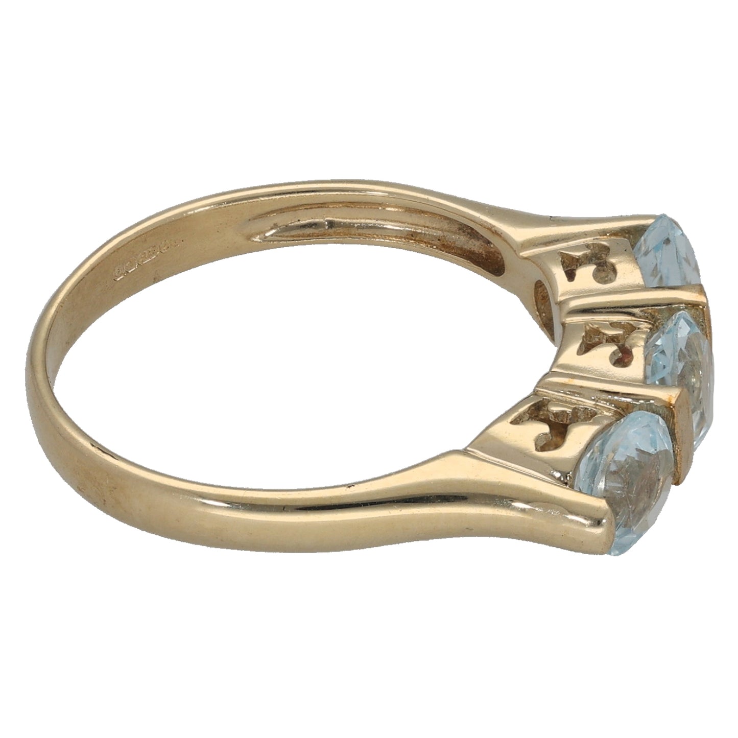 9ct Gold Topaz Trilogy Ring Size N