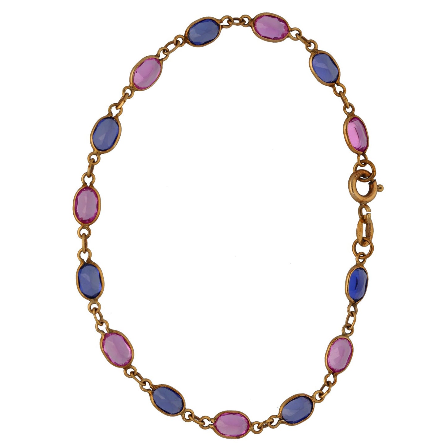 9ct Gold Sapphire Fancy Stone Set Bracelet