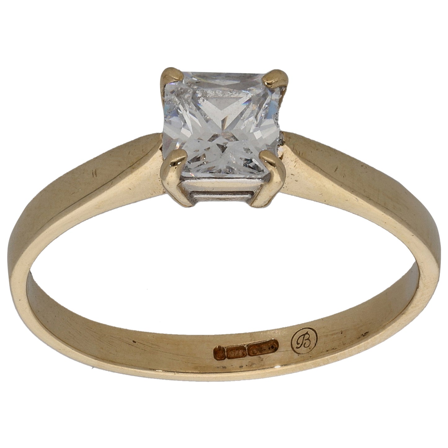 9ct Gold Cubic Zirconia Single Stone Ring Size N