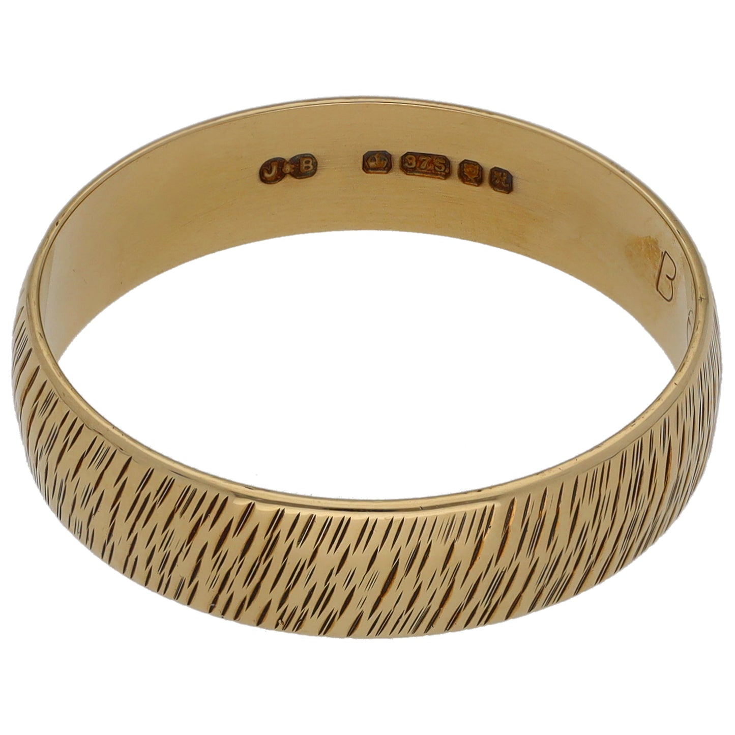 9ct Gold Patterned Wedding Ring Size S