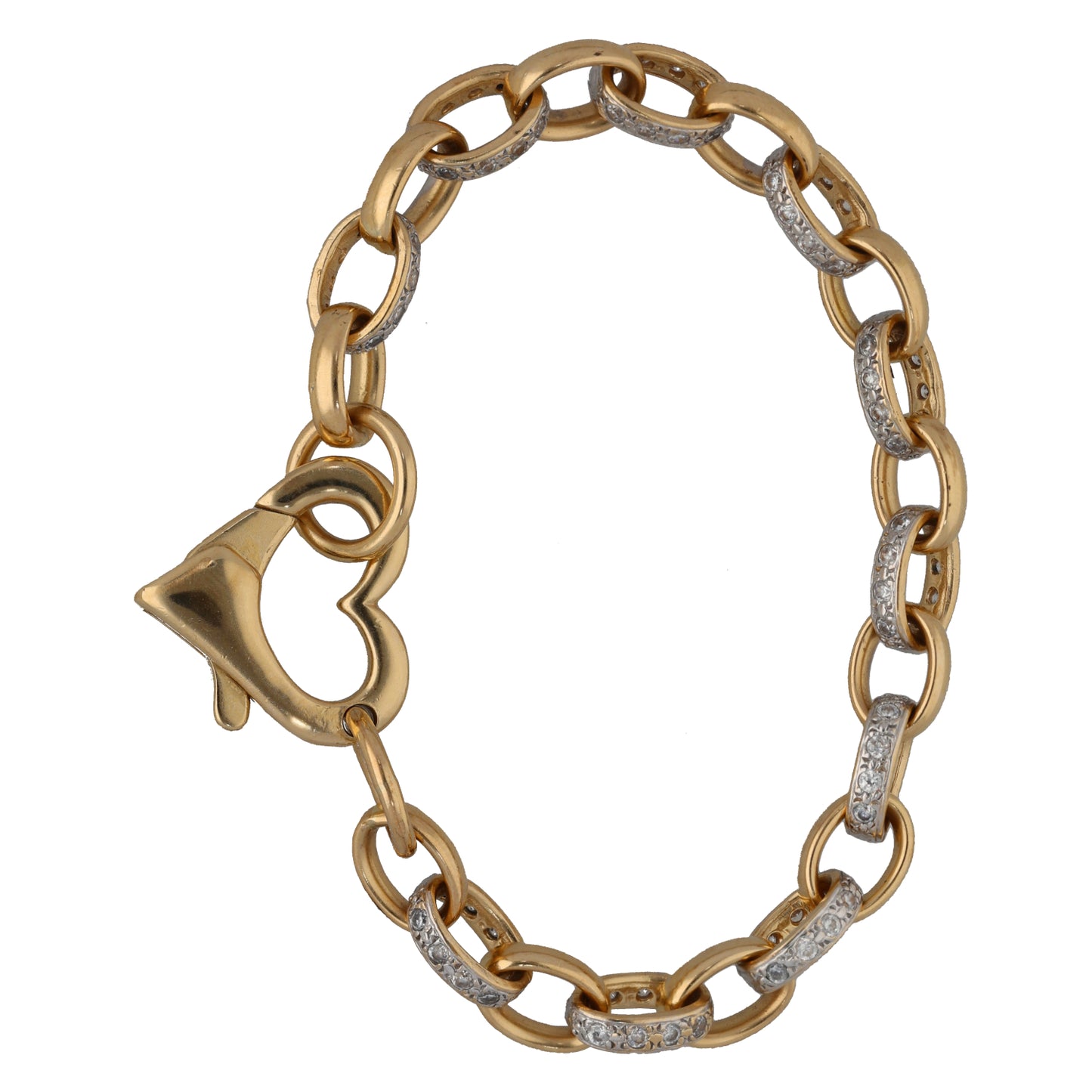 9ct Bicolour Gold Cubic Zirconia Belcher Bracelet