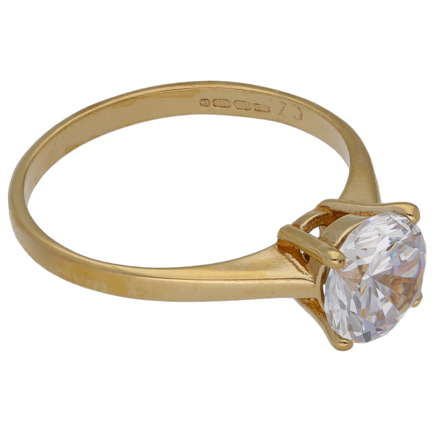 9ct Gold Cubic Zirconia Single Stone Ring Size M