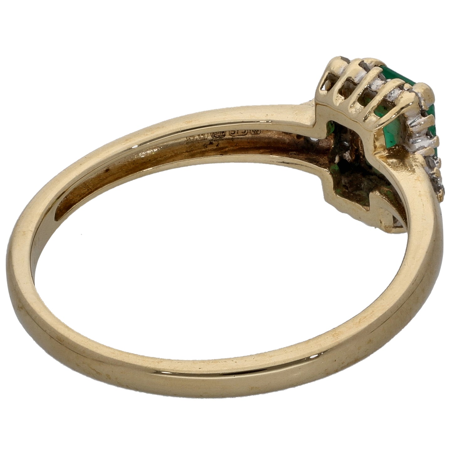 9ct Gold 0.10ct Diamond & Emerald Dress/Cocktail Ring Size N