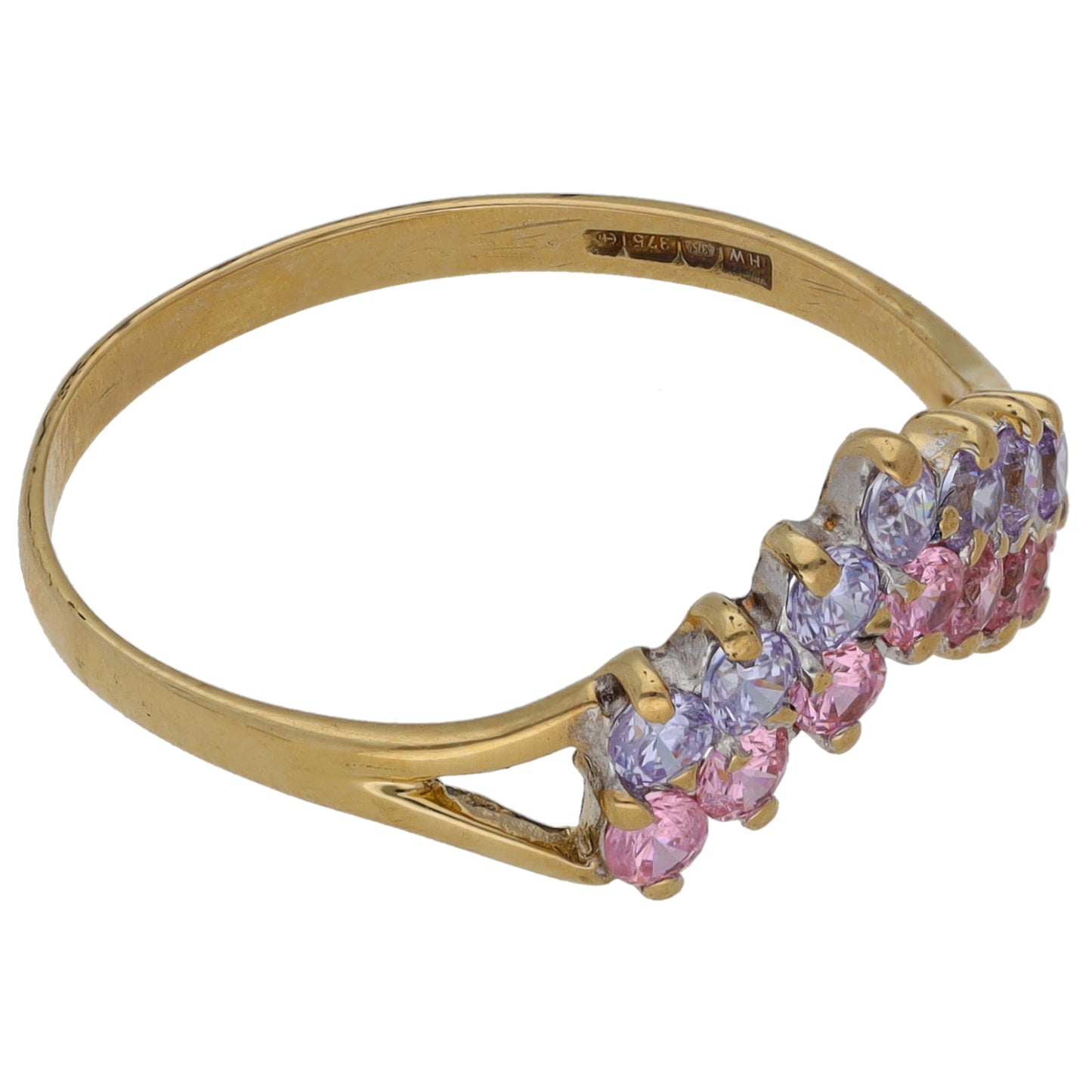 9ct Gold Cubic Zirconia Wishbone Ring Size R