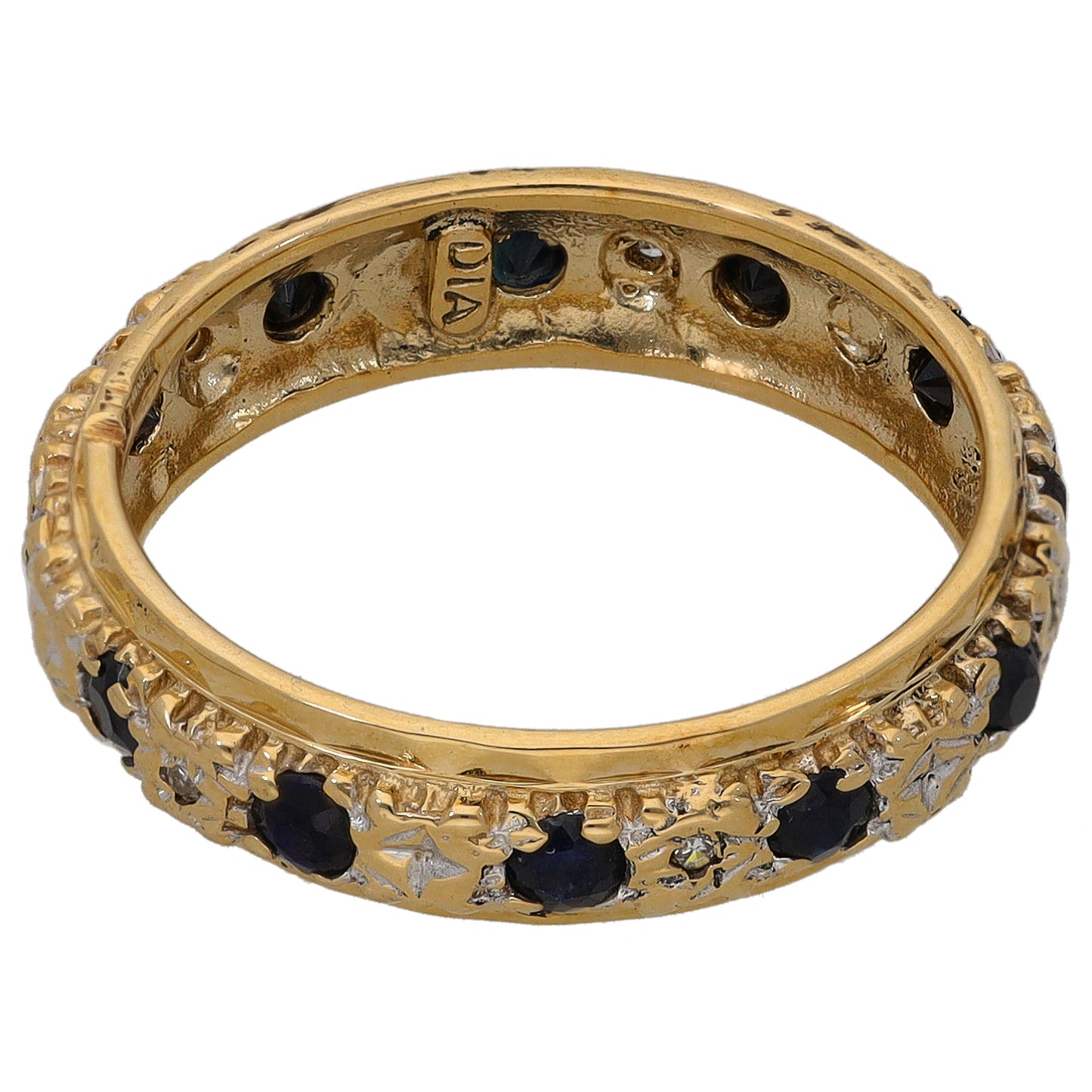9ct Gold Sapphire & 0.06ct Diamond Eternity Ring Size O