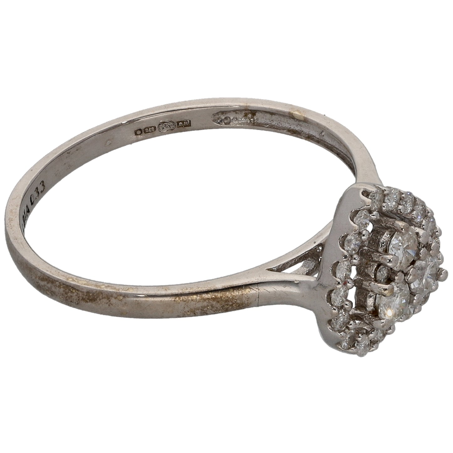 9ct White Gold 0.33ct Diamond Dress/Cocktail Ring Size L