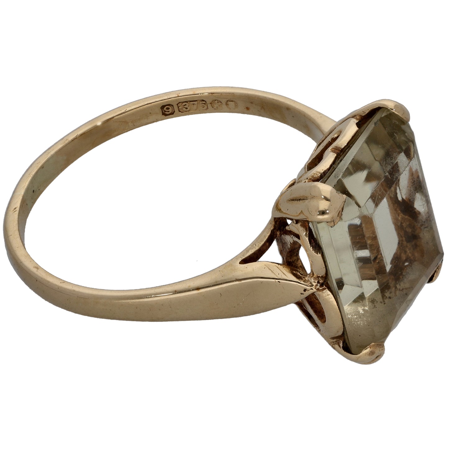 9ct Gold Quartz Single Stone Ring Size Q