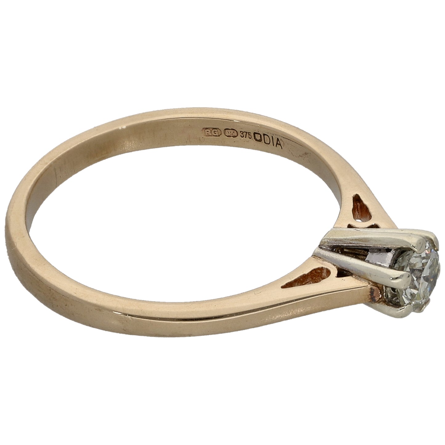 9ct Gold 0.25ct Diamond Solitaire Ring Size N