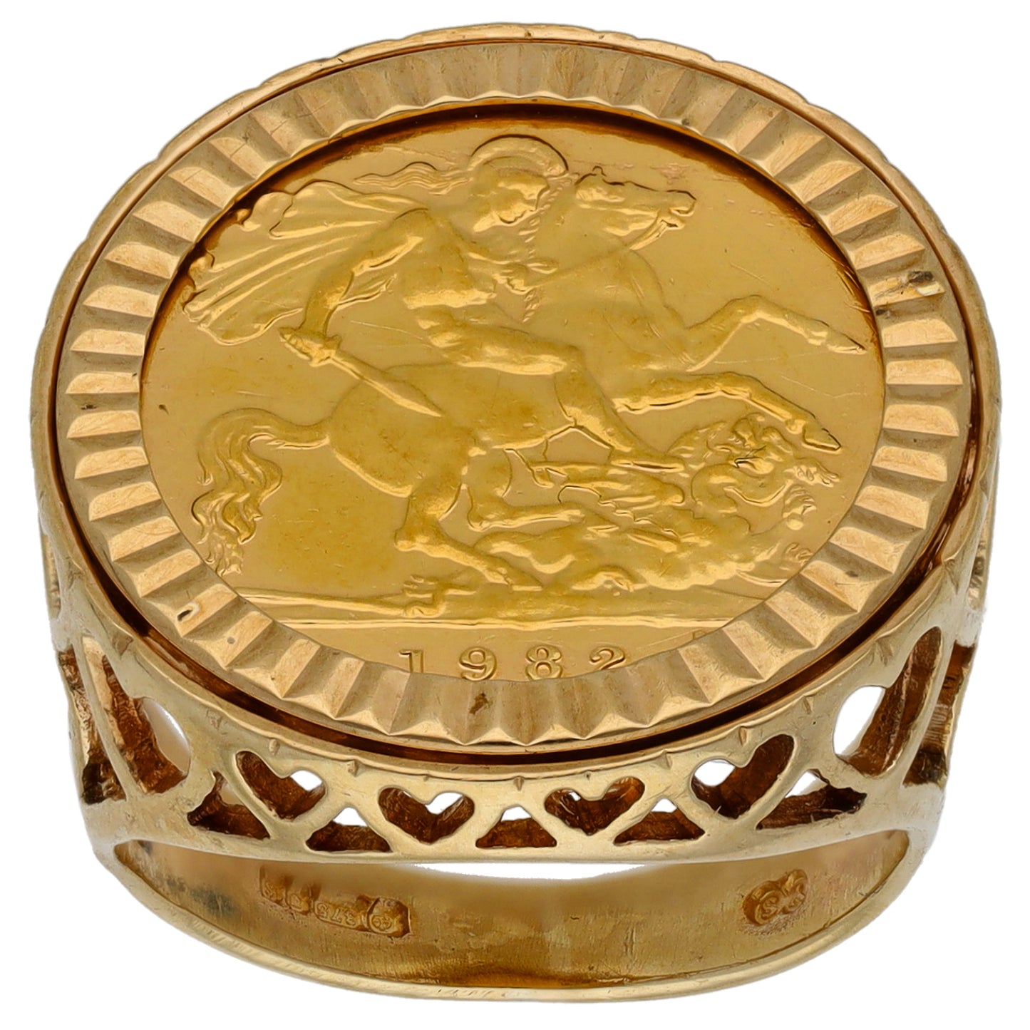 9ct Gold Half Sovereign Coin Ring Size M