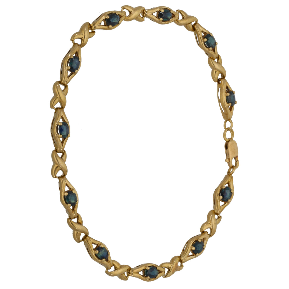 9ct Gold Sapphire Fancy Stone Set Bracelet