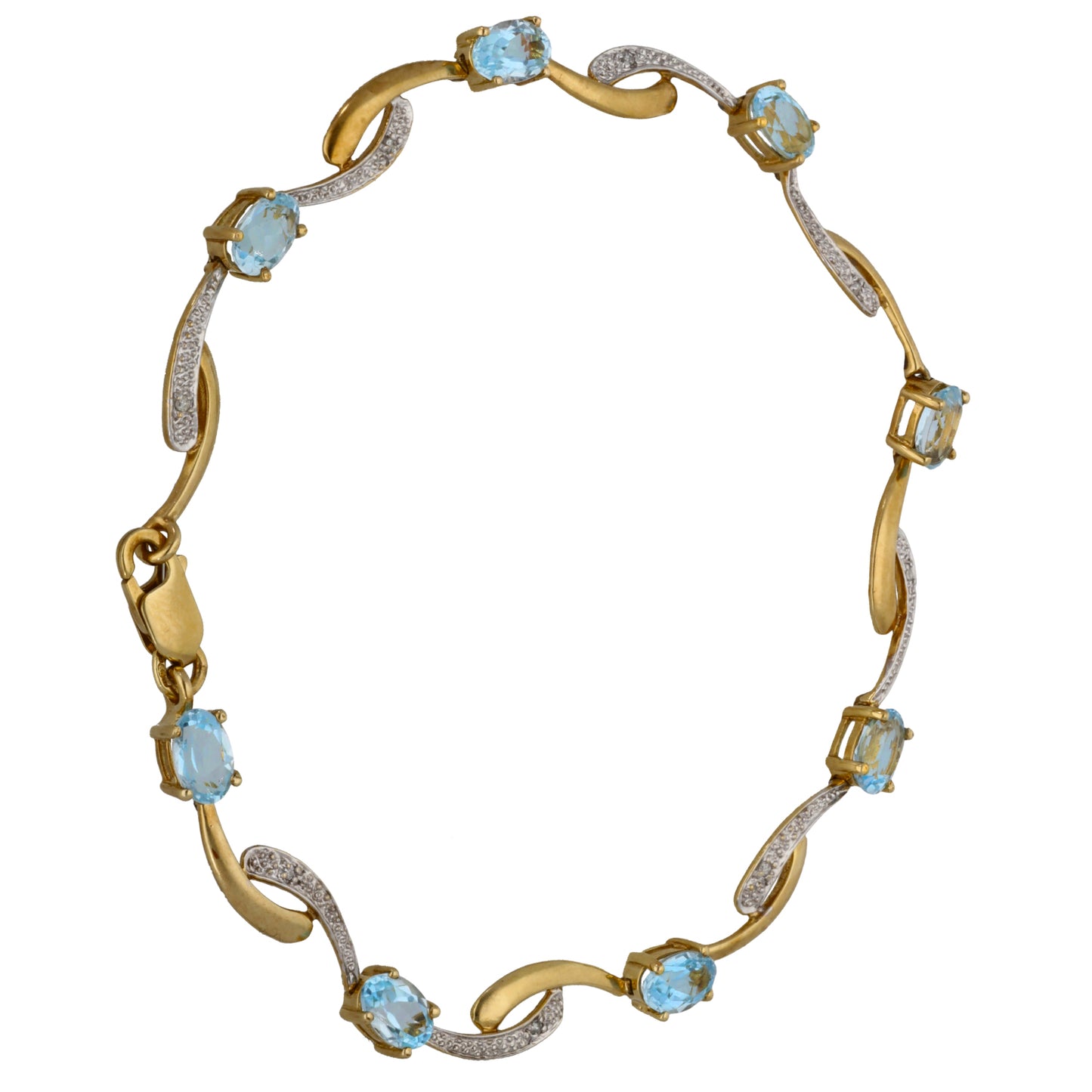 9ct Gold Topaz & 0.04ct Diamond Fancy Stone Set Bracelet