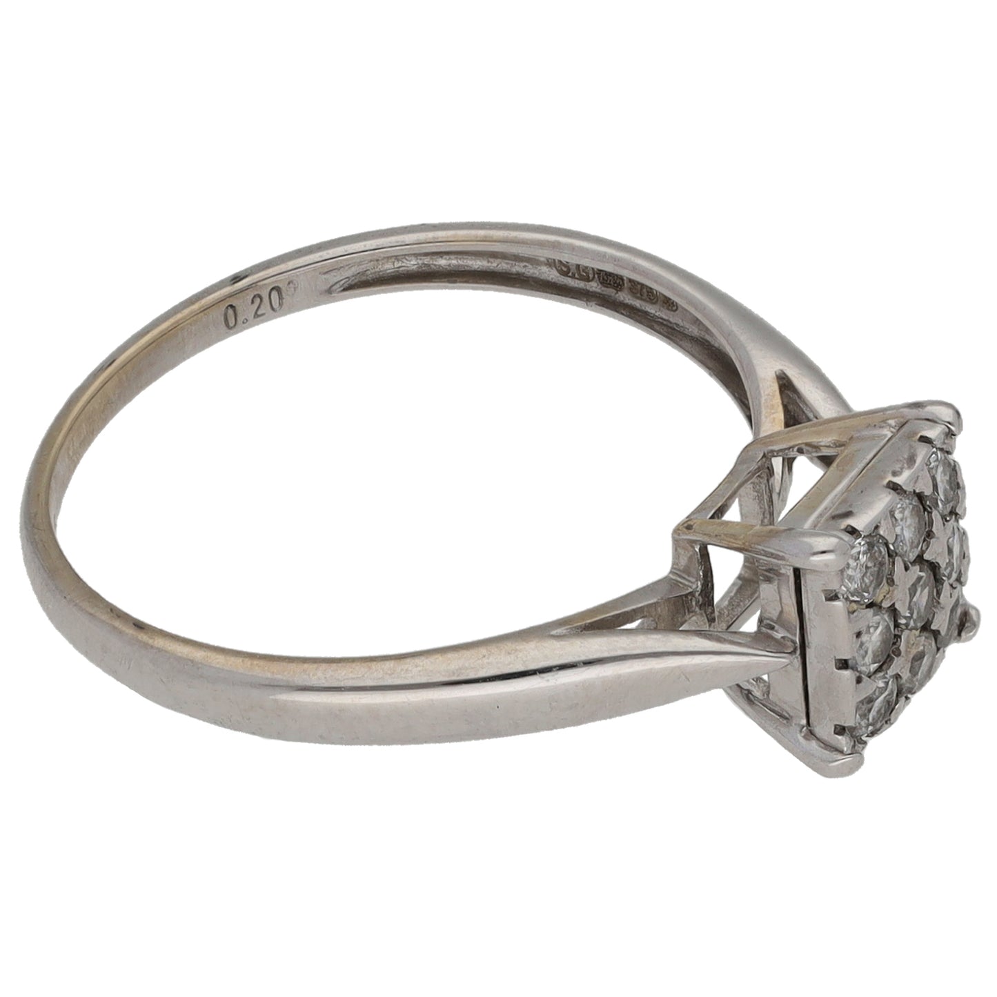 9ct White Gold 0.20ct Diamond Cluster Ring Size K