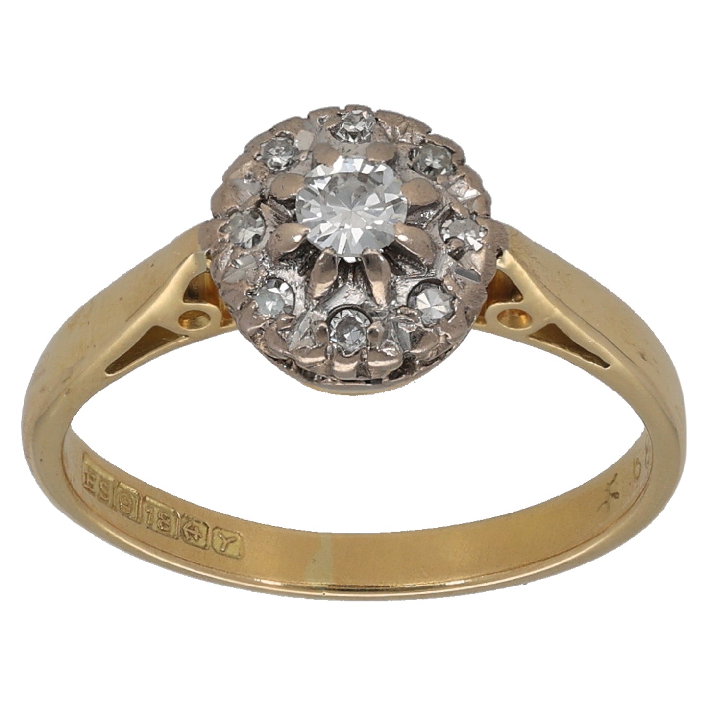 18ct Gold 0.25ct Diamond Cluster Ring Size K