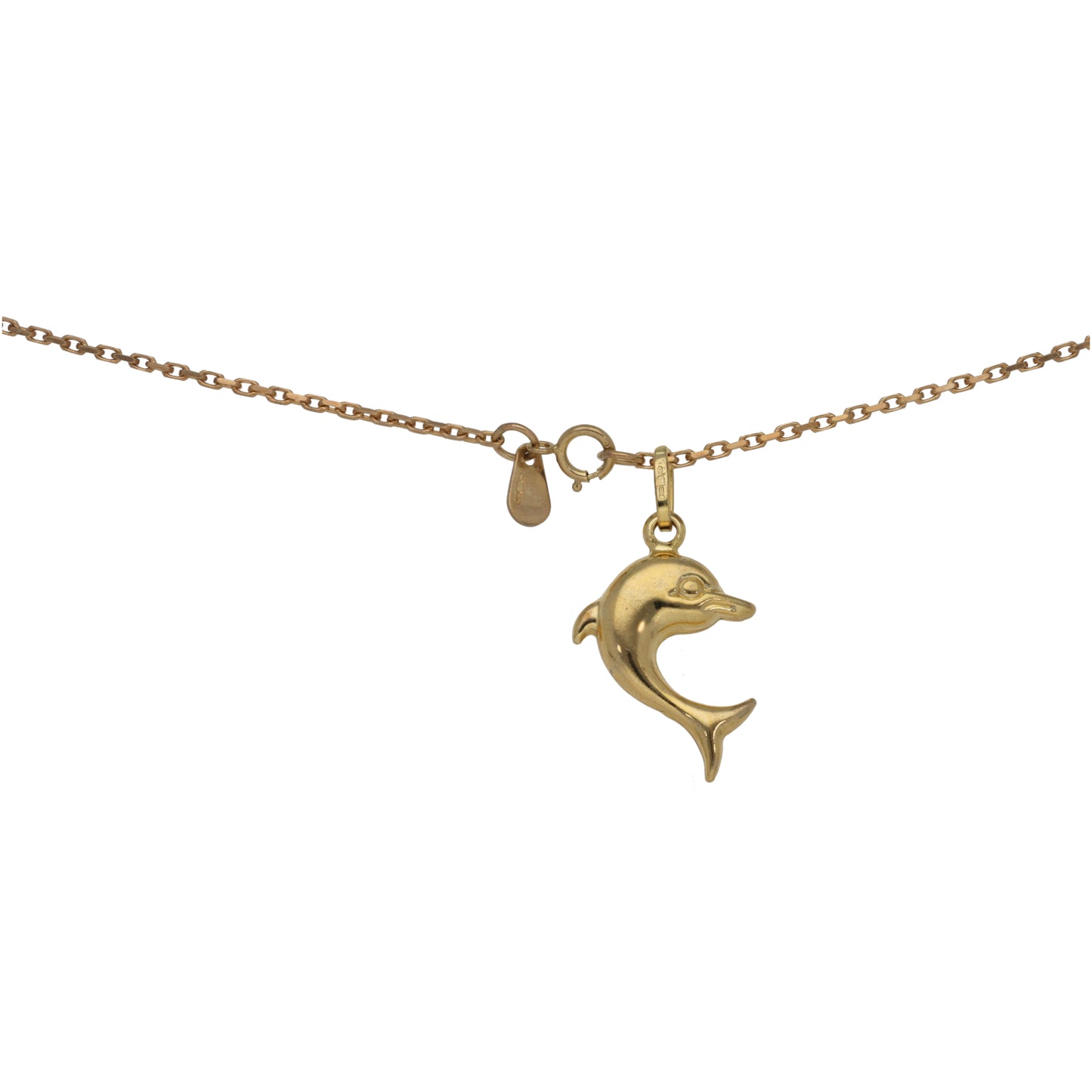 9ct Gold Dolphin Pendant With Chain