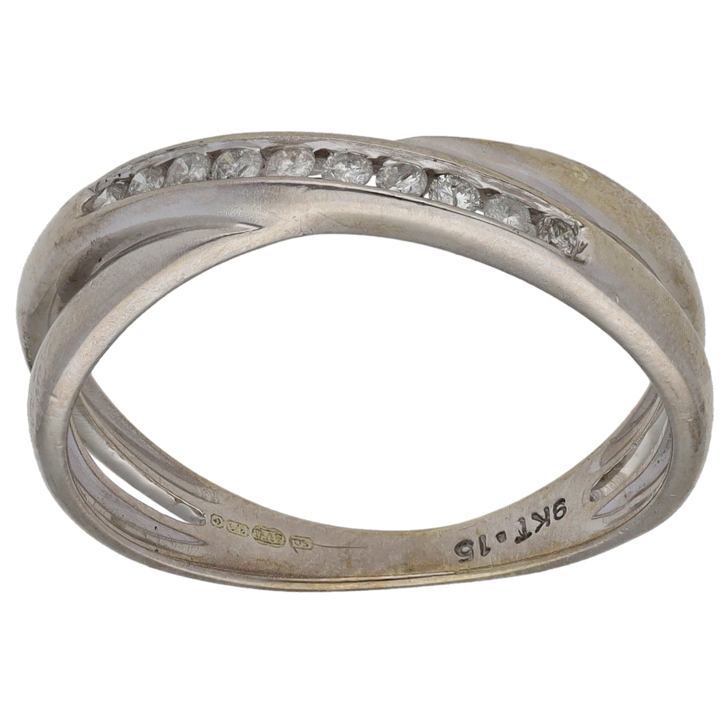 9ct White Gold 0.15ct Diamond Half Eternity Ring Size N