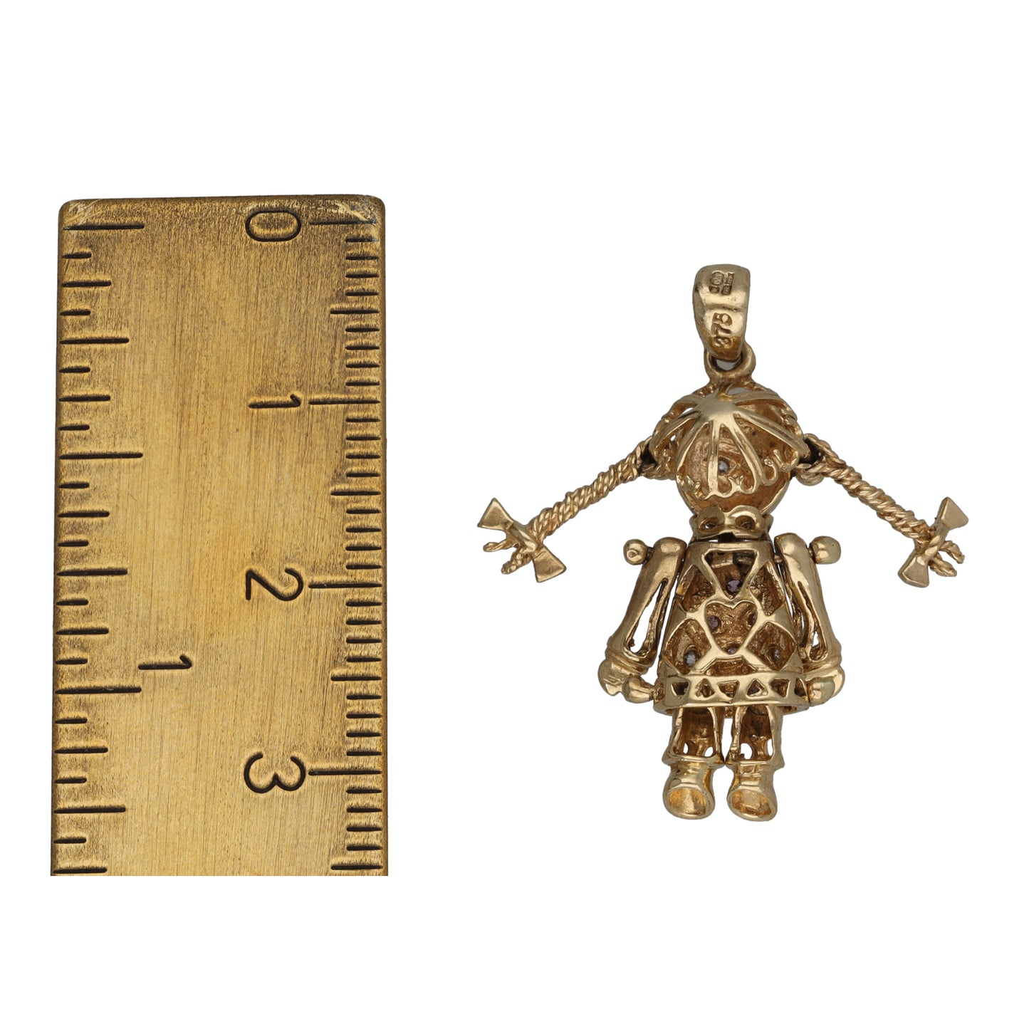 9ct Gold Sapphire & Cubic Zirconia Dolly Pendant