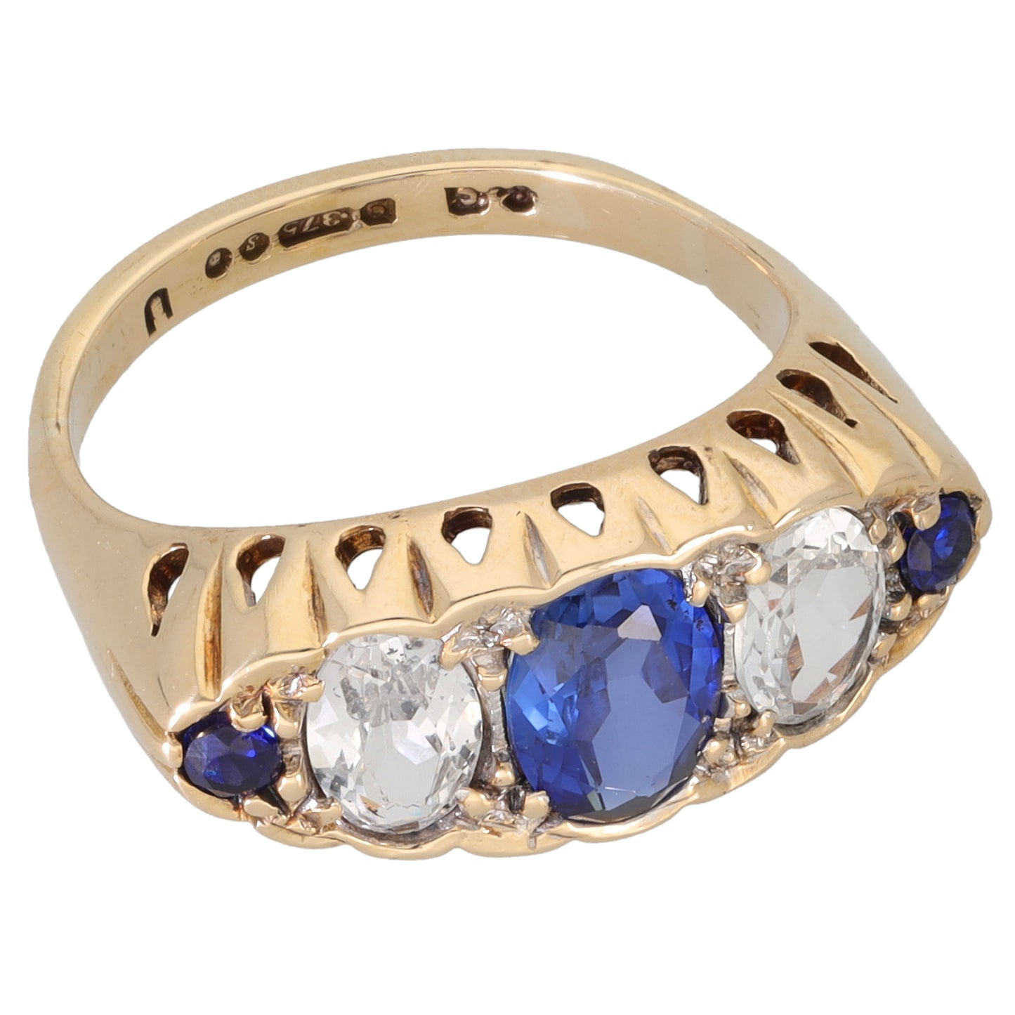 9ct Gold Imitation Gems Half Eternity Ring Size M