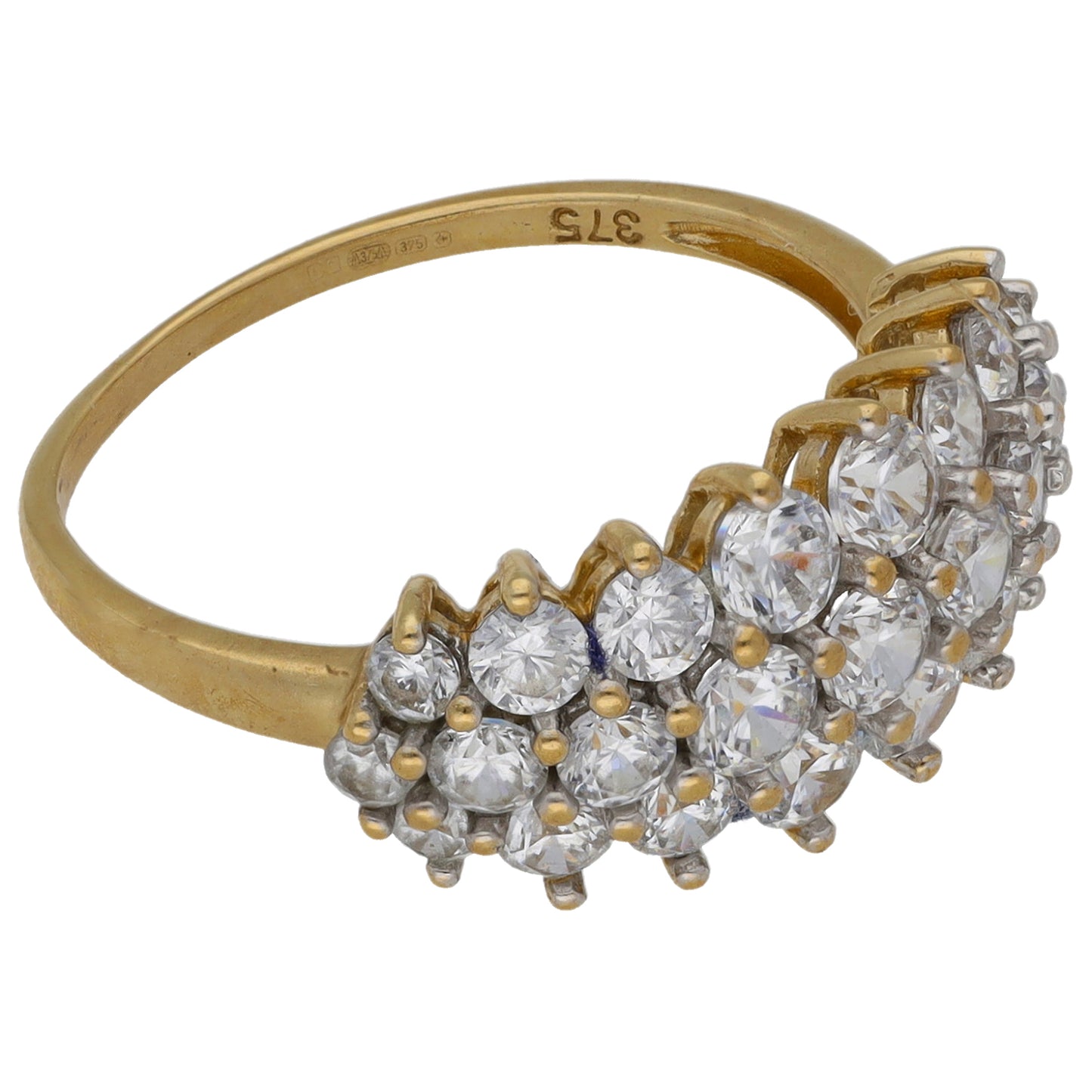 9ct Gold Cubic Zirconia Dress/Cocktail Ring Size N